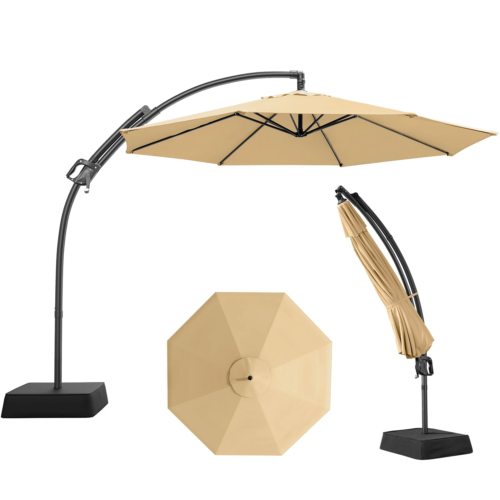Superior 10 FT Outdoor Patio Umbrella with Base Included Cantilever Umbrella Offset Umbrella for Pool Backyard Garden and Deck10 FT Outdoor Patio Umbrella with Base Included Cantilever Umbrella Offset Umbrella for Pool Backyard Garden and Deck Clean