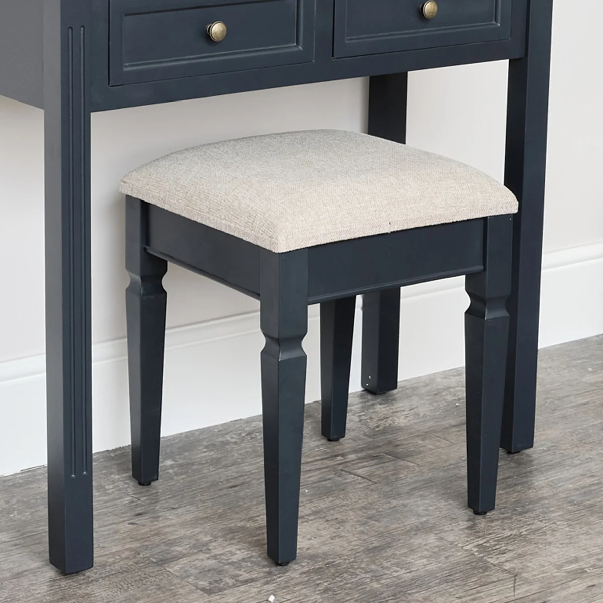 Fine Navy Black Cushioned Dressing Table Stool – Daventry Navy Black Range Artisan