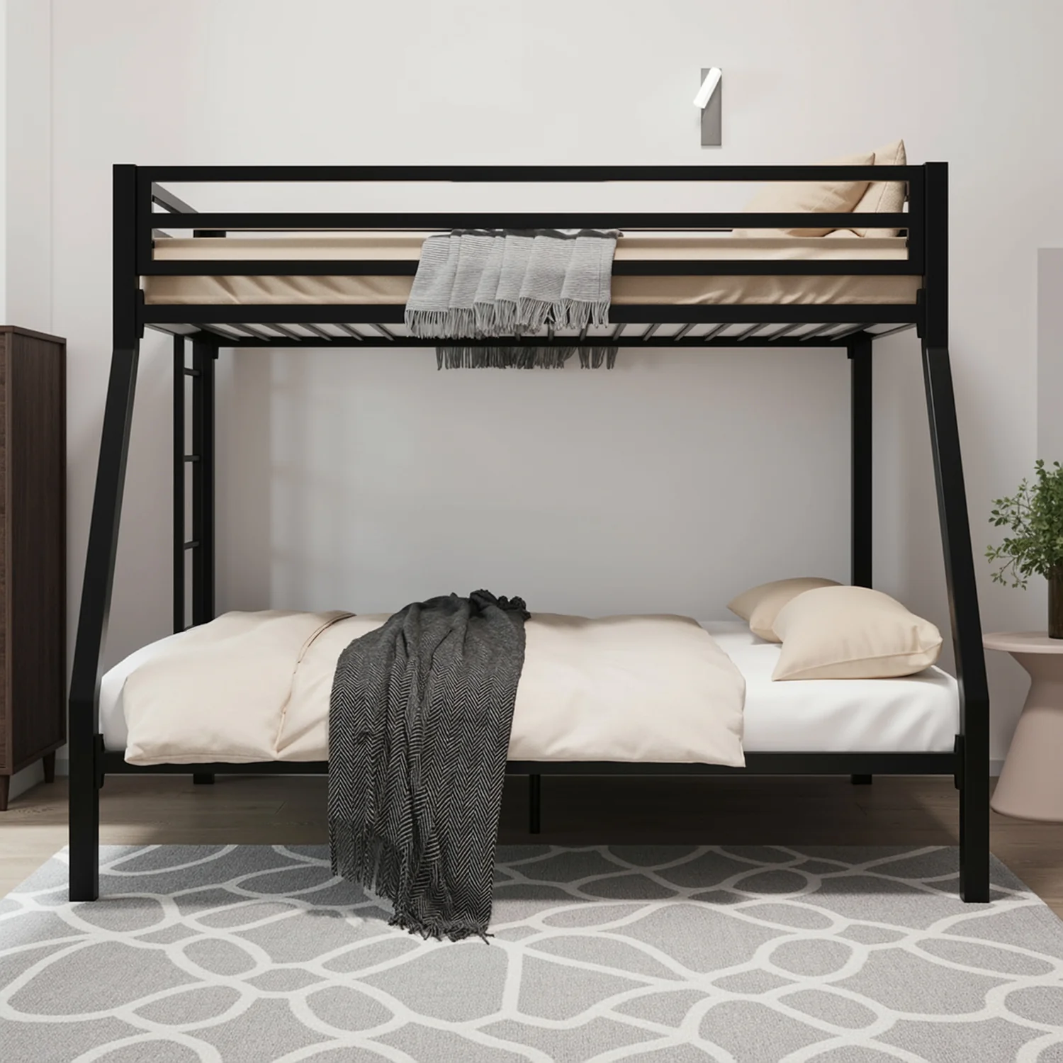 Versatile Twin Over Full Metal Bunk Bed with Ladder Guardrails Heavy-Duty Space-Saving Bed Frame for Kids Teens AdultsTwin Over Full Metal Bunk Bed with Ladder Guardrails Heavy-Duty Space-Saving Bed Frame for Kids Teens Adults Specialty