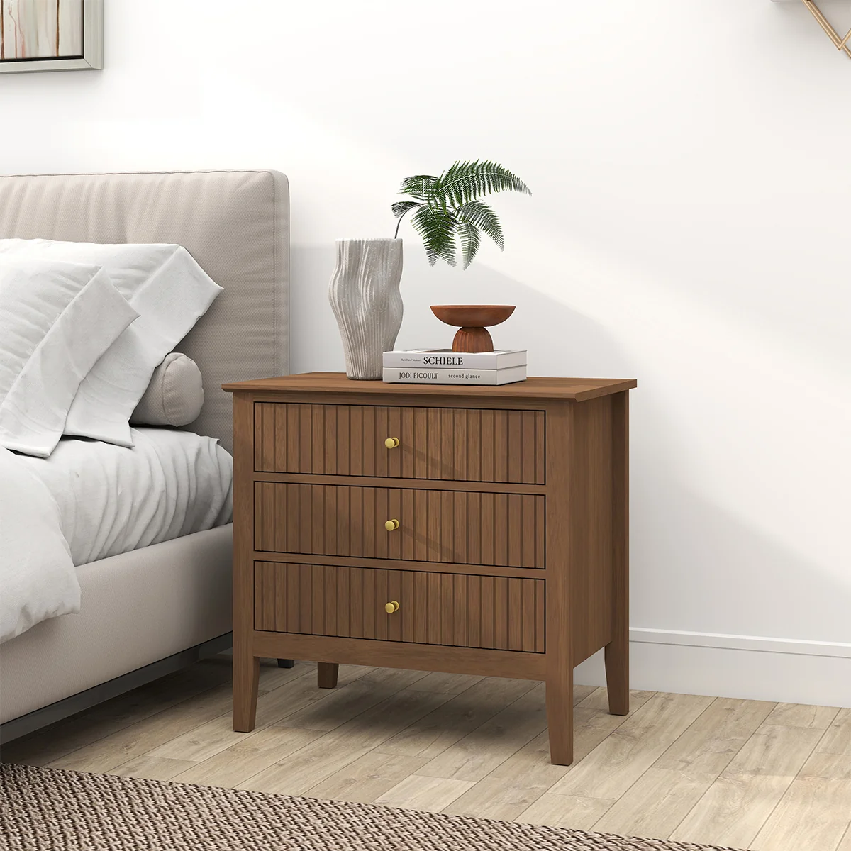 Reliable Large 3 Drawer Bedside Table – Hales Dark Wood Range Solid