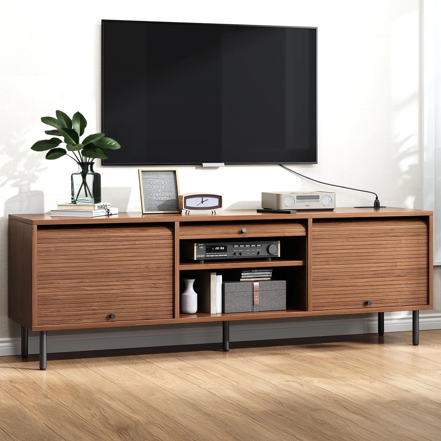 Certified TV Stand for 65 Inch TV Entertainment Center 59 Inch TV Console with Storage Sliding Doors and Power OutletsTV Stand for 65 Inch TV Entertainment Center 59 Inch TV Console with Storage Sliding Doors and Power Outlets Optimized