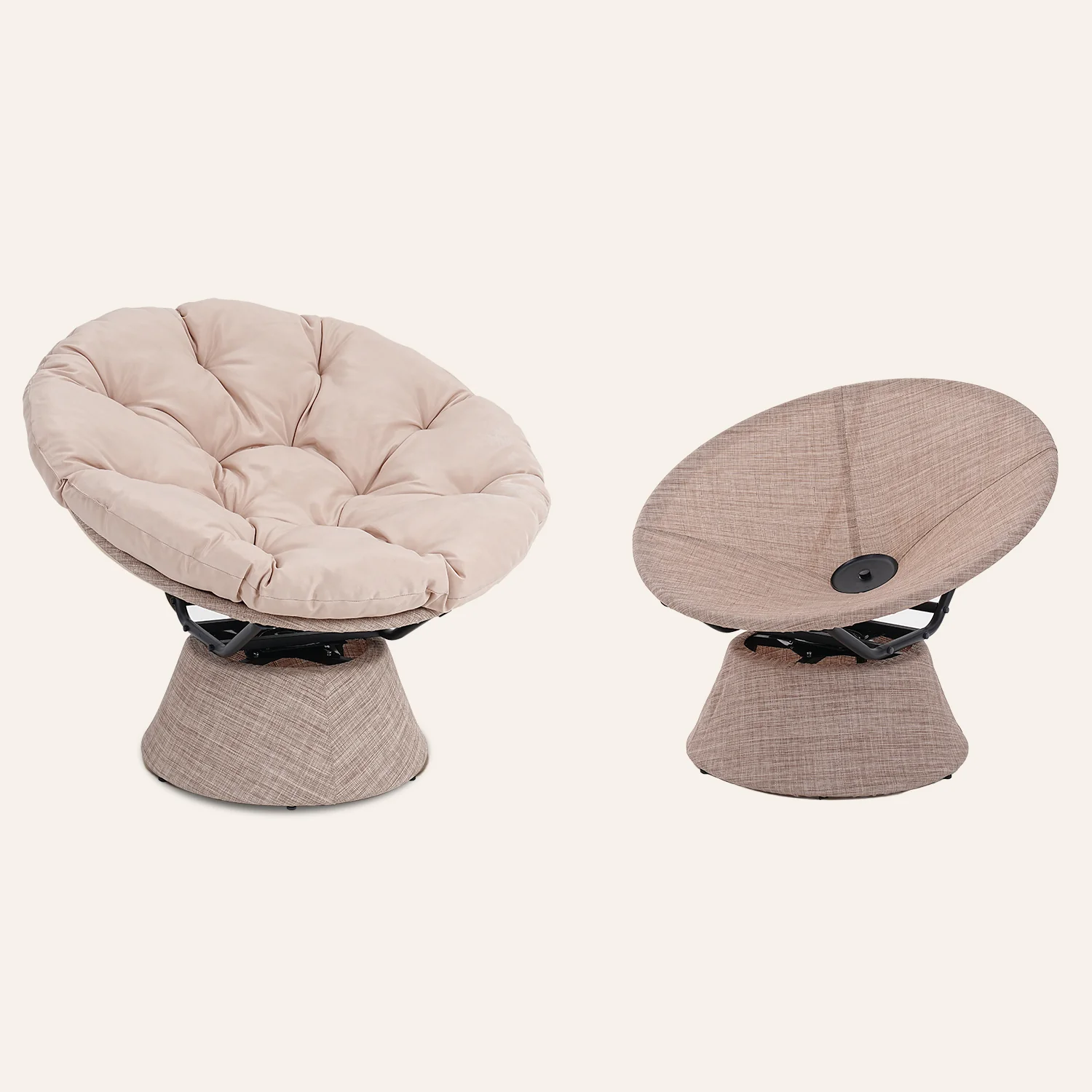 Smooth Oversized Papasan Chair with Cushion and Frame 360° Swivel Lounge Reading Chair for Indoor and Outdoor UseOversized Papasan Chair with Cushion and Frame 360° Swivel Lounge Reading Chair for Indoor and Outdoor Use Consistent