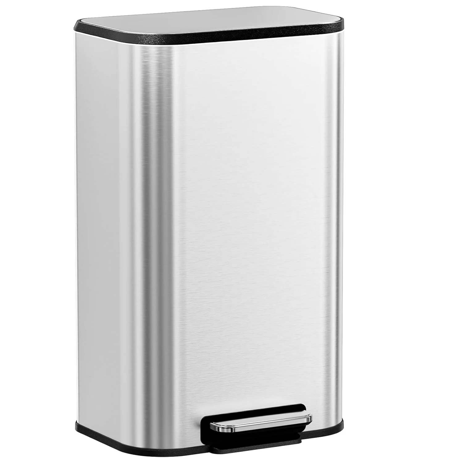 Practical 8 Gallon 30L Stainless Steel Trash Can with Soft-Close Lid Removable Inner Bucket Foot Pedal8 Gallon 30L Stainless Steel Trash Can with Soft-Close Lid Removable Inner Bucket Foot Pedal High-Performance