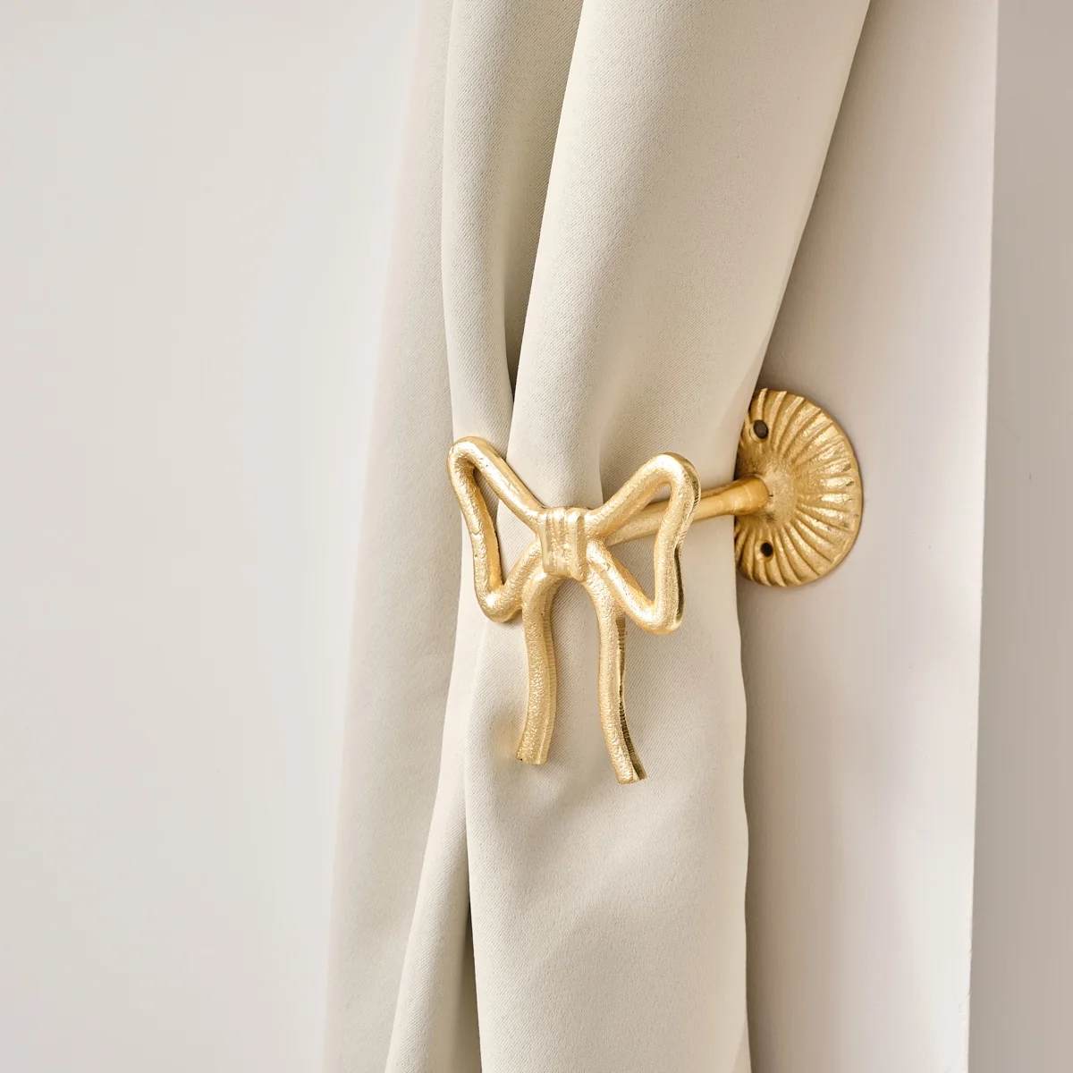 Unique Set of 2 Gold Metal Bow Curtain Tie Backs Sustainable
