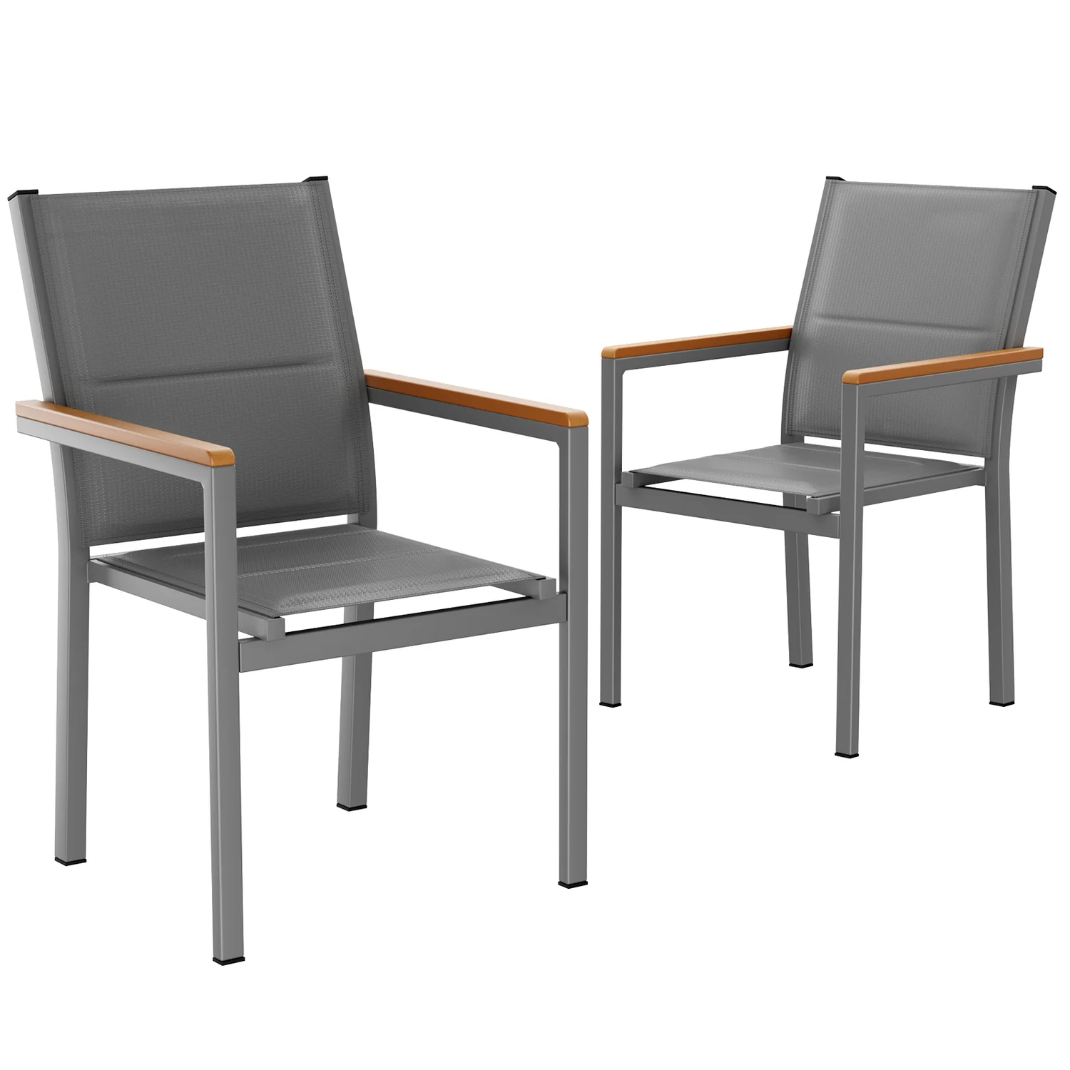 Fast Patio Chairs Set of 2 4 Stackable Outdoor Dining Chairs with Padded Textilene Rust-Resistant Metal Frame WPC ArmrestPatio Chairs Set of 2 4 Stackable Outdoor Dining Chairs with Padded Textilene Rust-Resistant Metal Frame WPC Armrest Fine Crafted