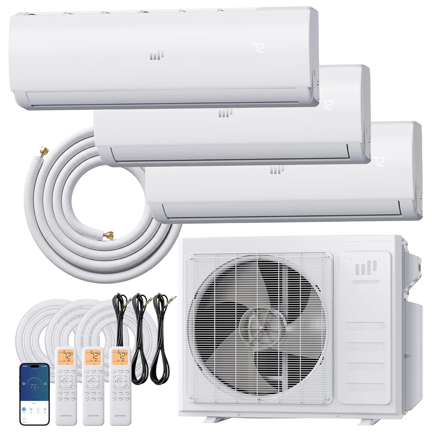Original Design 3 Zone Mini Split Air Conditioner 20 SEER2 208-230V Multi Zone Heat Pump System with 9K 9K 18K BTU Indoor Units3 Zone Mini Split Air Conditioner 20 SEER2 208-230V Multi Zone Heat Pump System with 9K 9K 18K BTU Indoor Units Soft