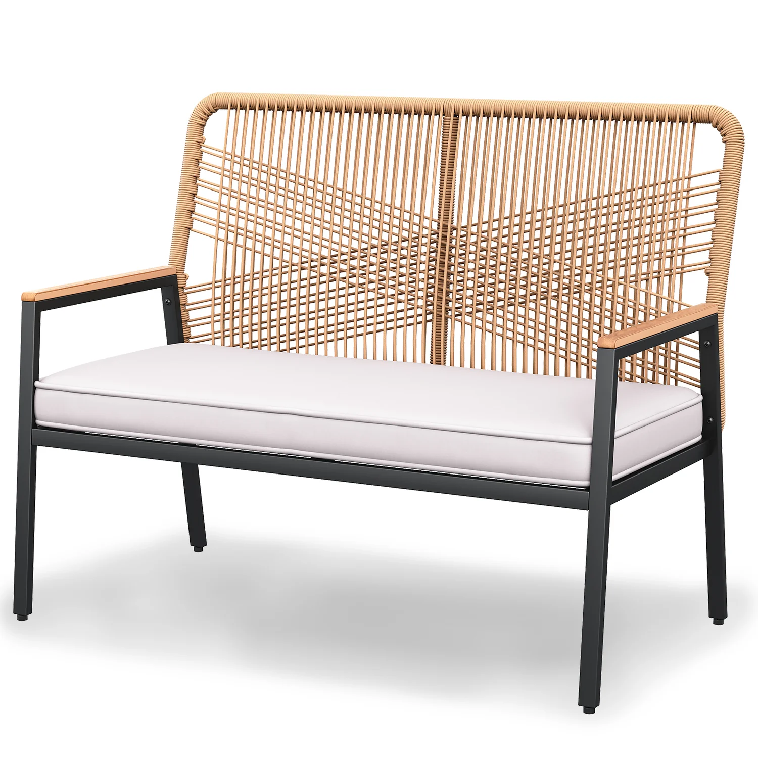 Fast 2-Person Outdoor Patio Bench 45 Inch Rattan Garden Bench with Cushion Powder Coated Metal Frame for Porch Backyard Balcony2-Person Outdoor Patio Bench 45 Inch Rattan Garden Bench with Cushion Powder Coated Metal Frame for Porch Backyard Balcony Verified