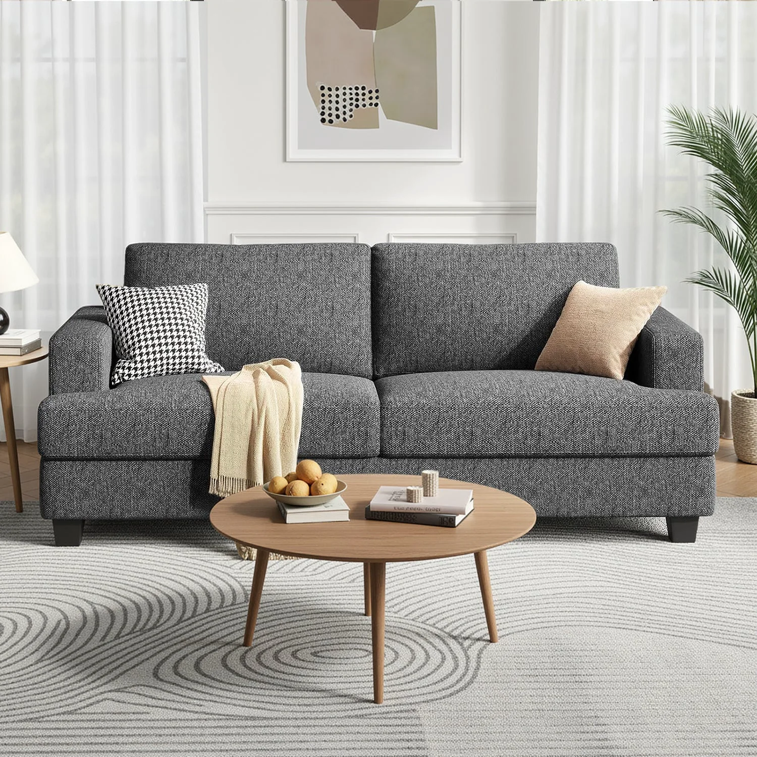 Enhanced 84 Oversized Linen Loveseat with Extra Deep Seats Modern Sofa for Living Room84 Oversized Linen Loveseat with Extra Deep Seats Modern Sofa for Living Room Environmentally Friendly