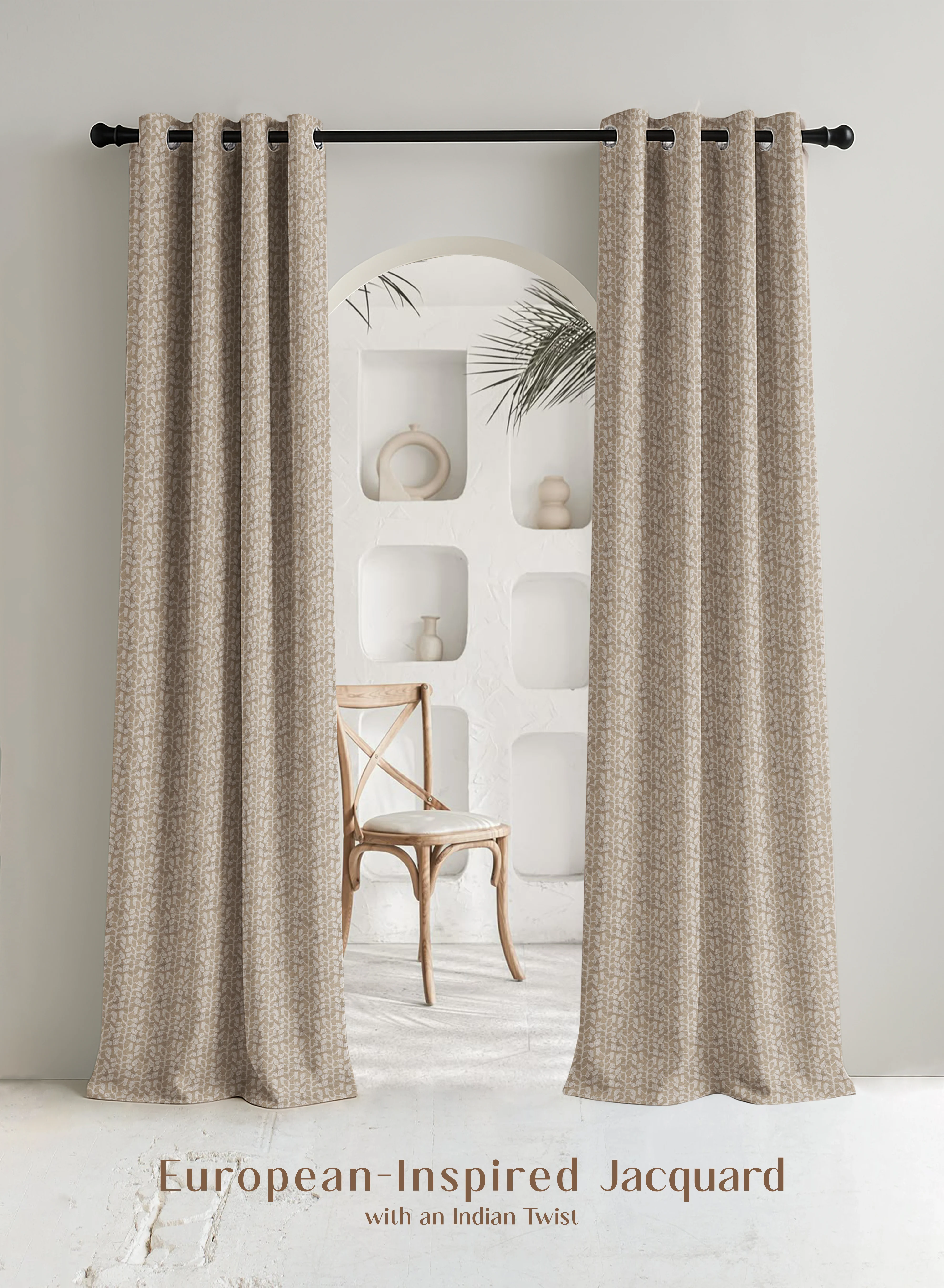Casual Eudora Jacquard Room Darkening Curtains Pebble Jacquard Weave Tan Set of 2 Fully CustomizableThe Guide to Measuring and Choosing Curtains Luxury