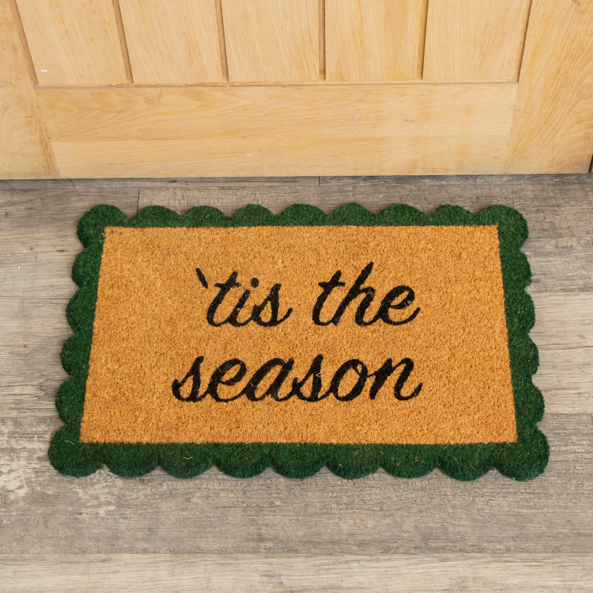 Luxury Green Natural Coir Tis The Season Doormat – 40cm x 60cm Powerful