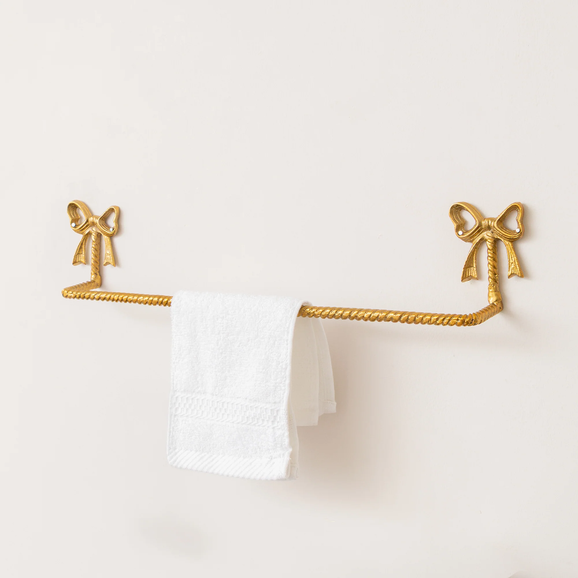 Optimized Metallic Gold Metal Bow Towel Rail Solid