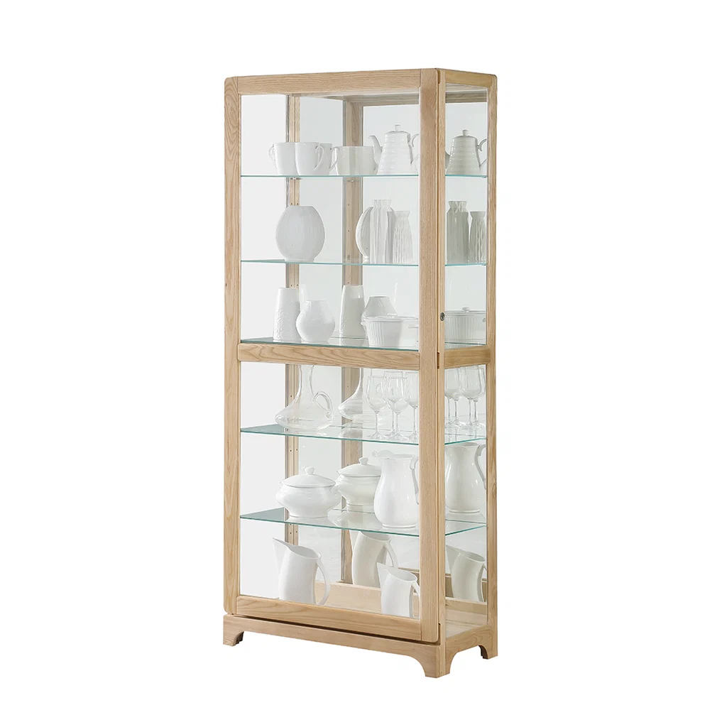 Stylish Barossa Glass Sliding Door Display Cabinet Natural Timber Original