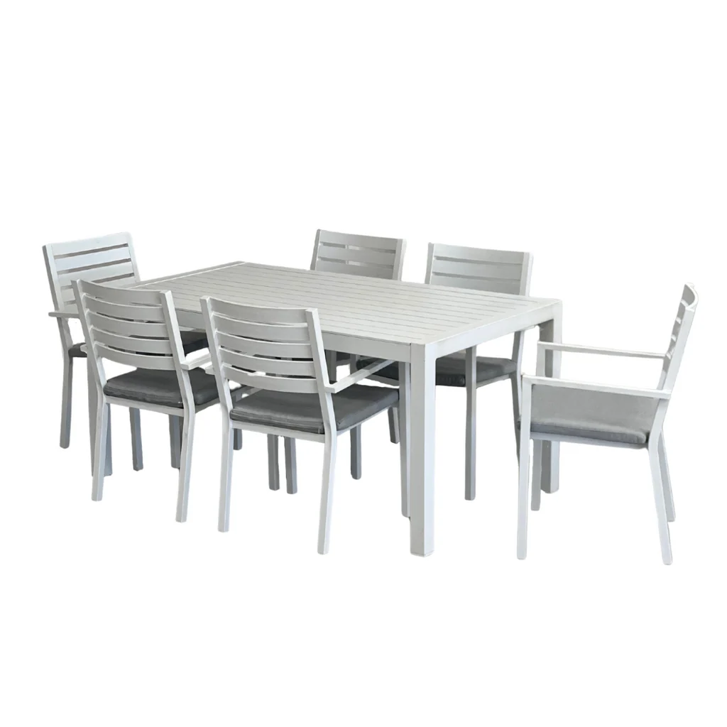 Stylish Matzo Mayfair 7 Piece Outdoor Dining Setting White Fast