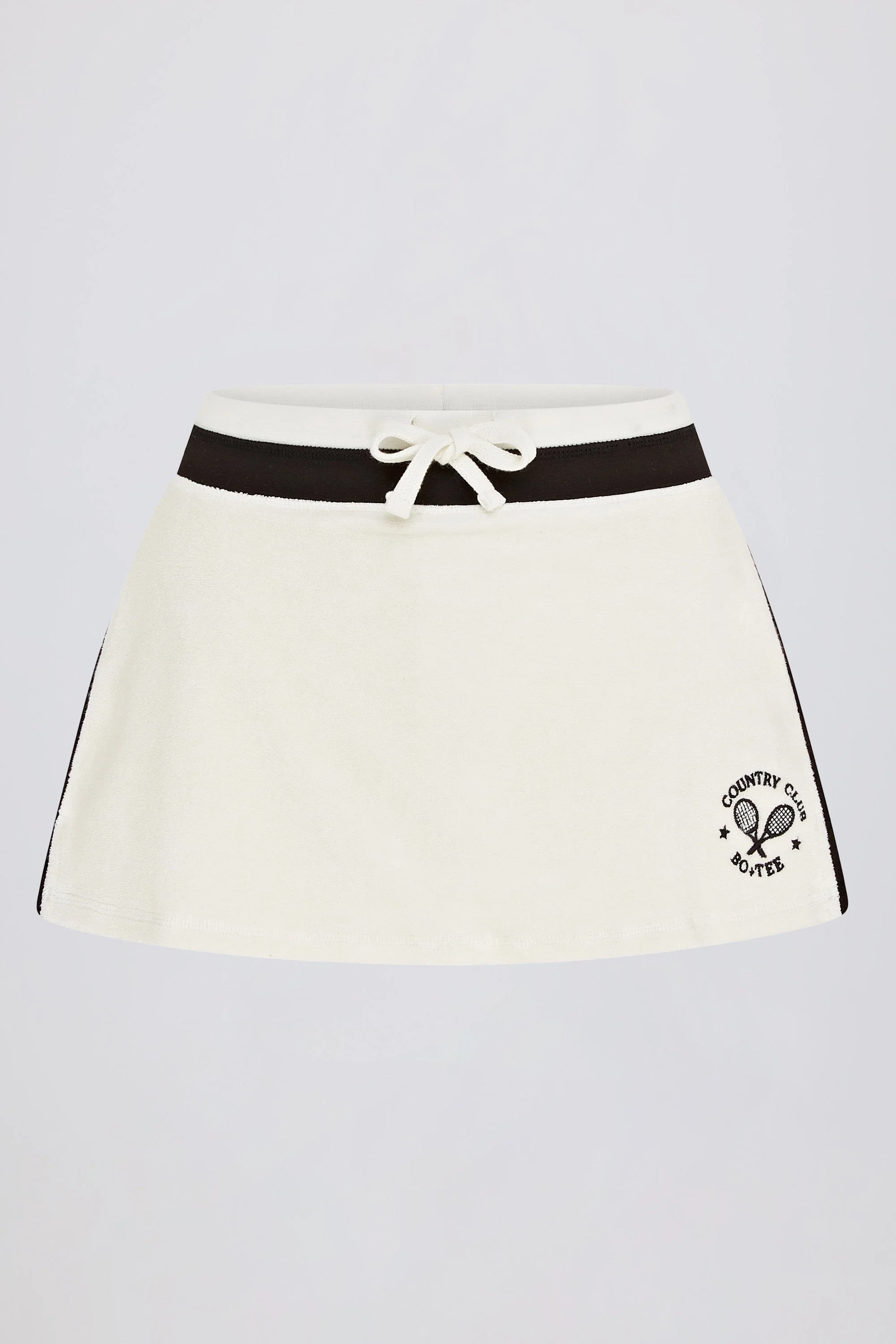 Contemporary Terry Towelling Mid-Rise Skort in Ivory Comfortable