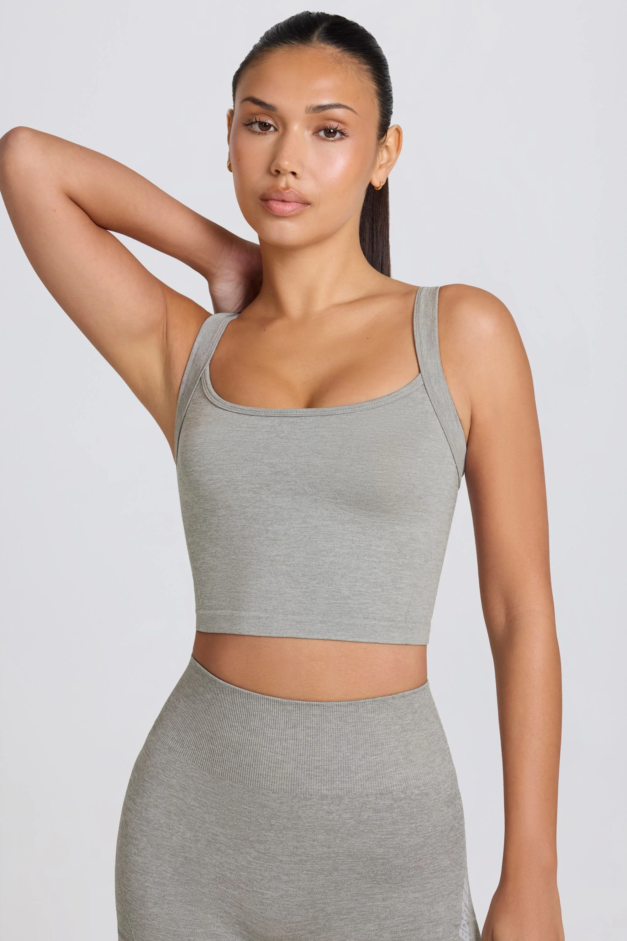 Environmentally Friendly Super Sculpt Seamless Longline Camisole Top in Grey Marl High-Quality