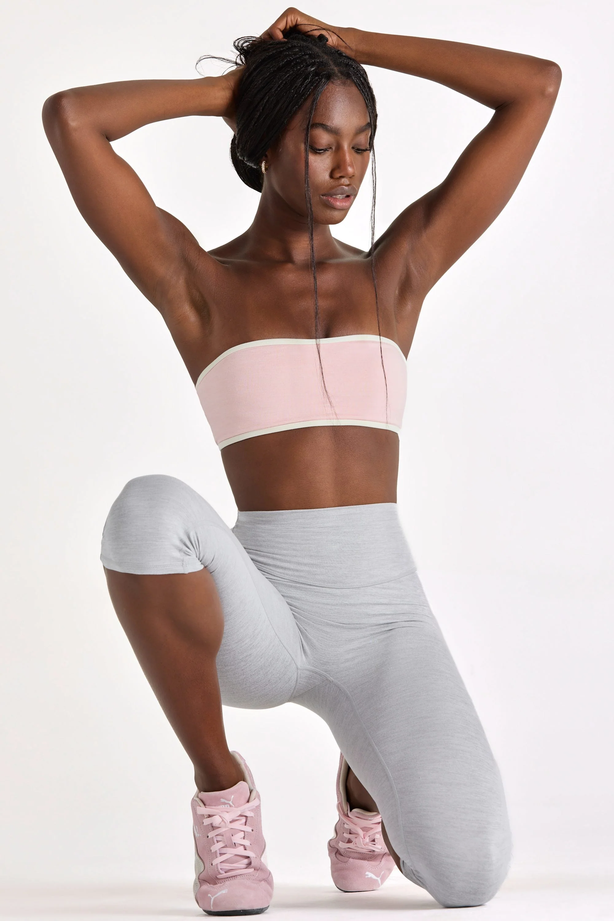 Pure Soft Active Bandeau Sports Bra in Blush Marl Modern