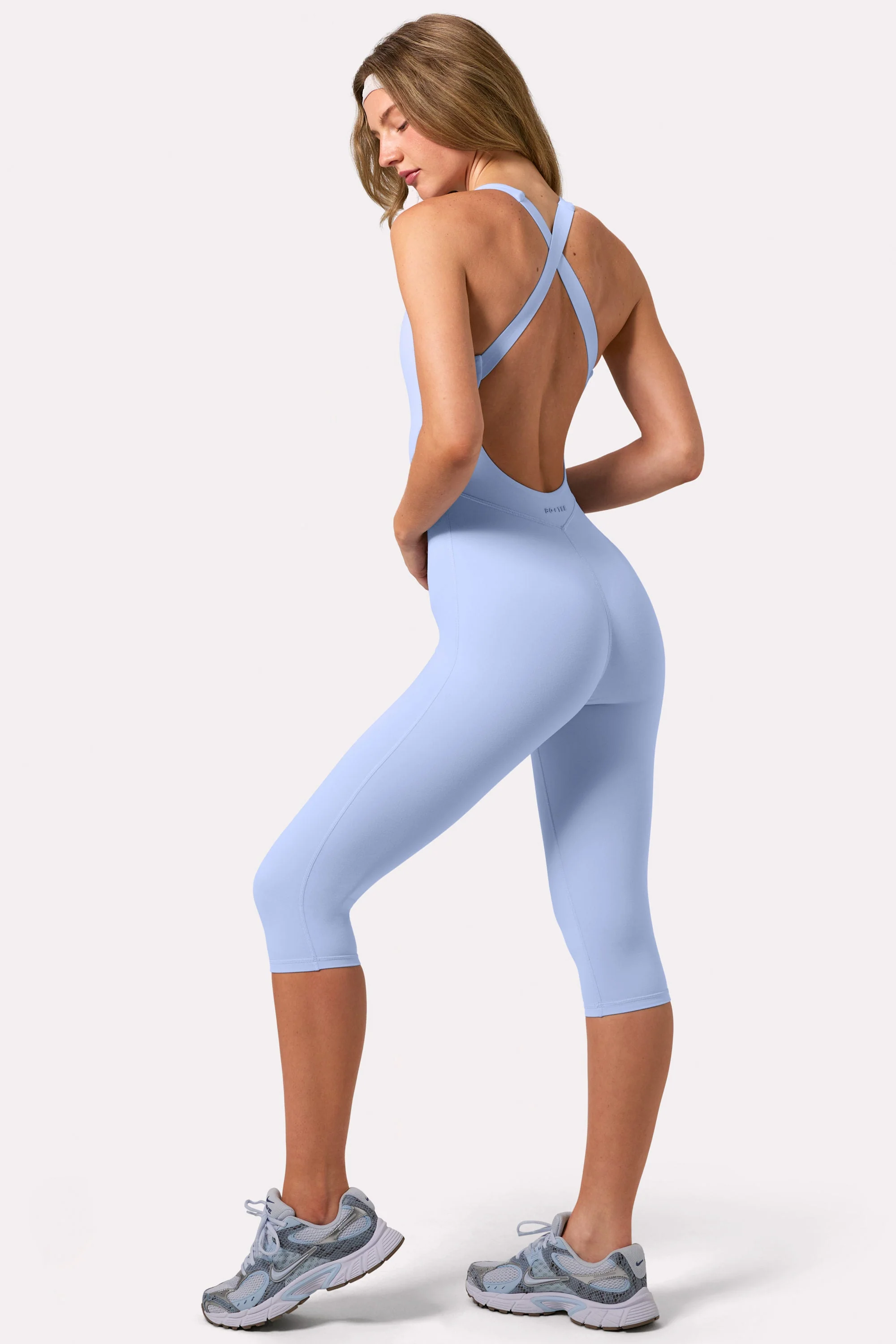 Fine Crafted Soft Active Capri Jumpsuit in Sky Prestigious