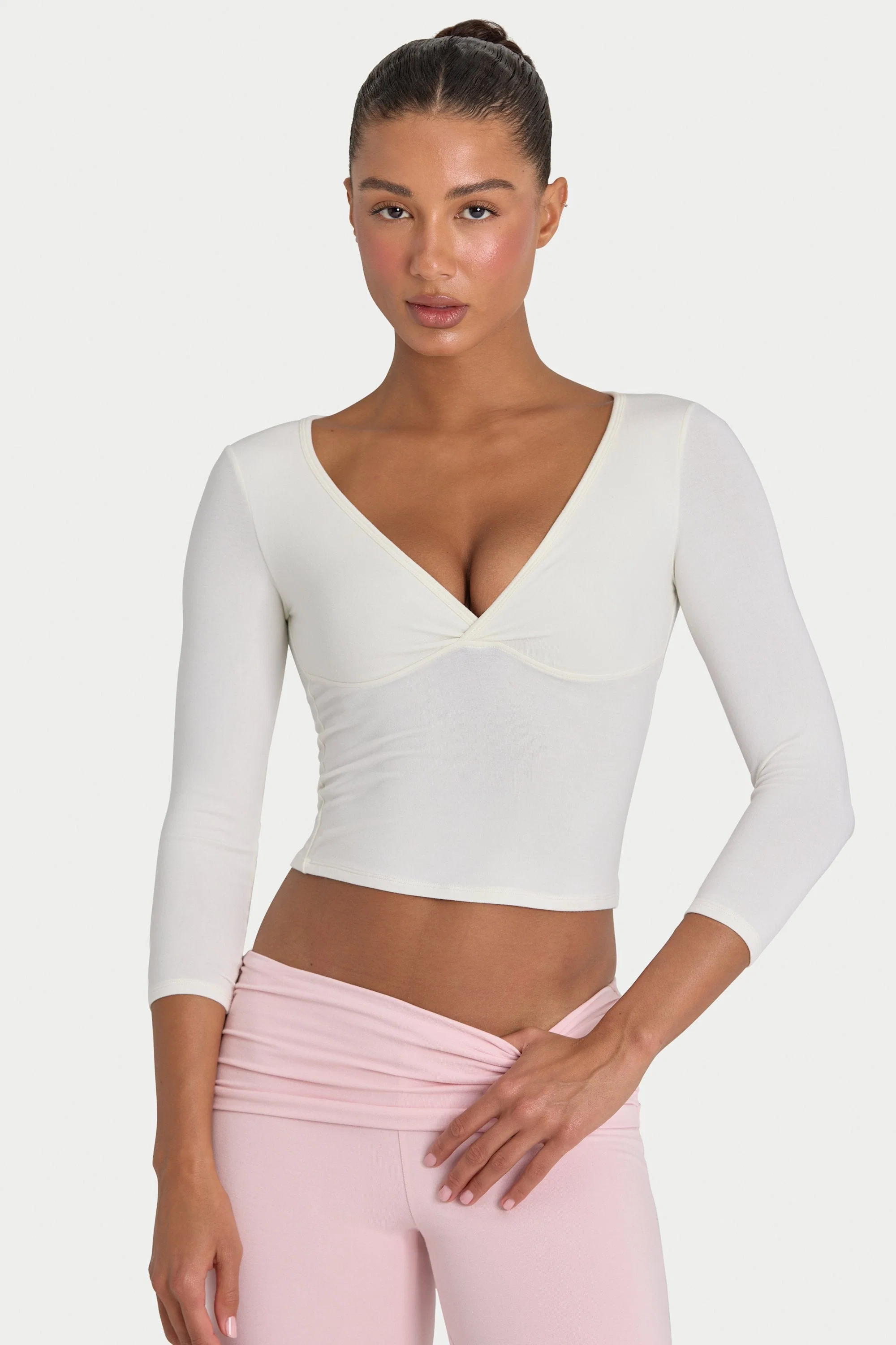 Efficient ButterCloud™ 3 4 Sleeve Top in Coconut Eco-Friendly