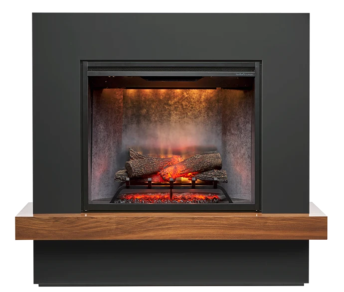 Efficient Sherwood Mantel 2kW Electric Fireplace Grey Walnut Natural