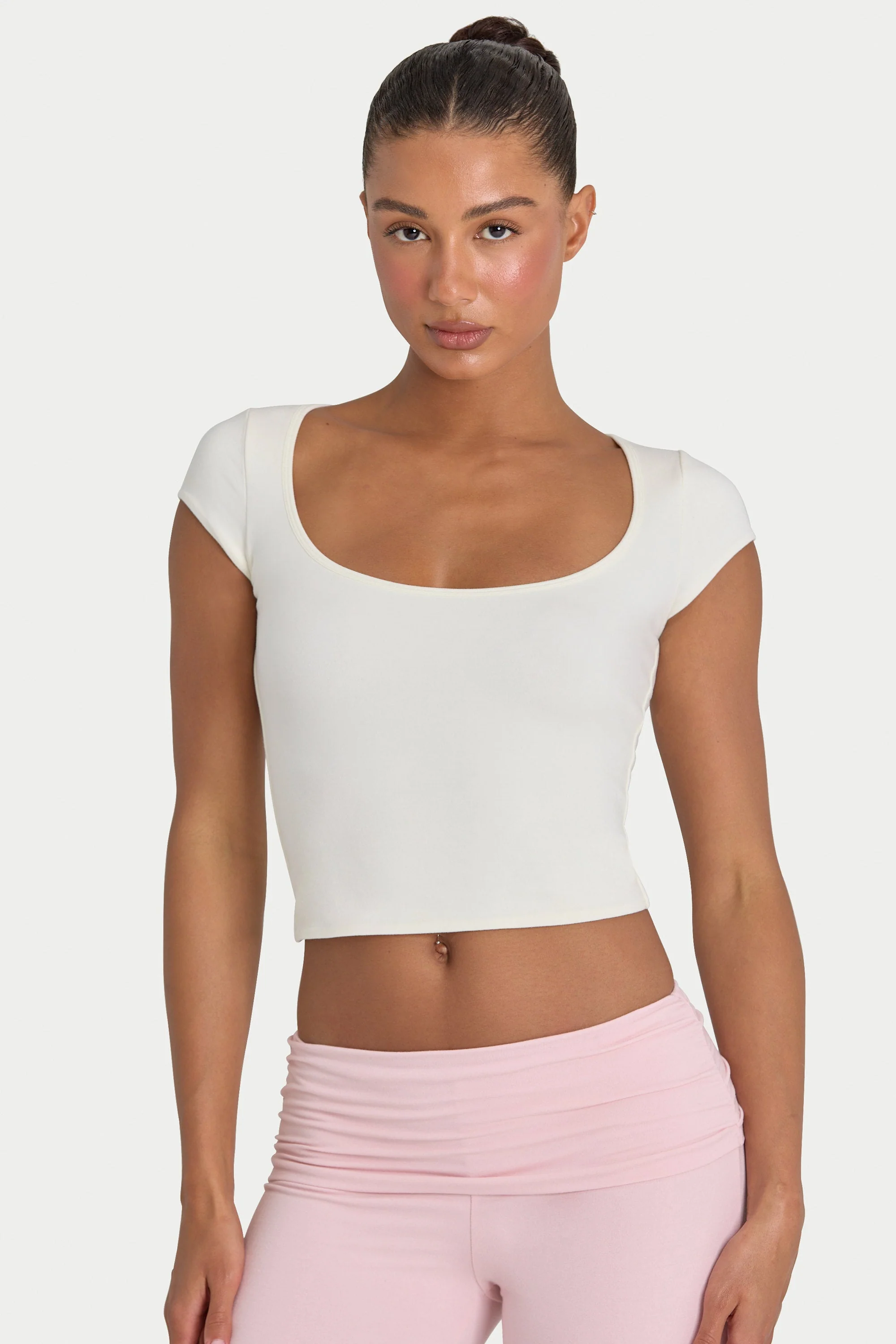 Detailed ButterCloud™ Crop Top in Coconut Powerful