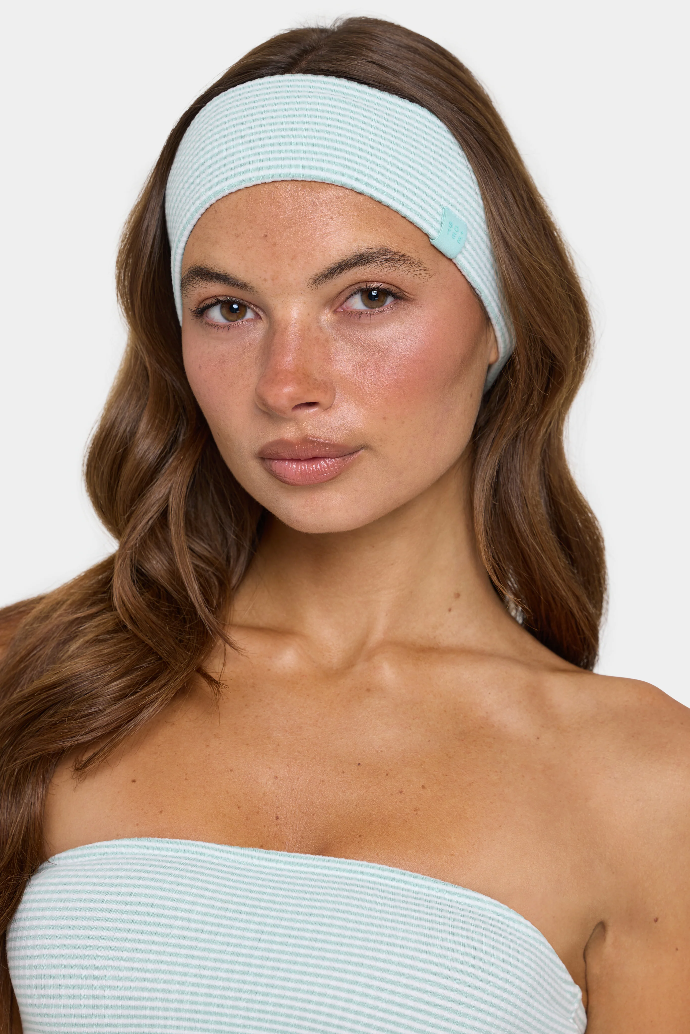 First-Class Ribbed Jersey Headband in Mint Stripe Convenient
