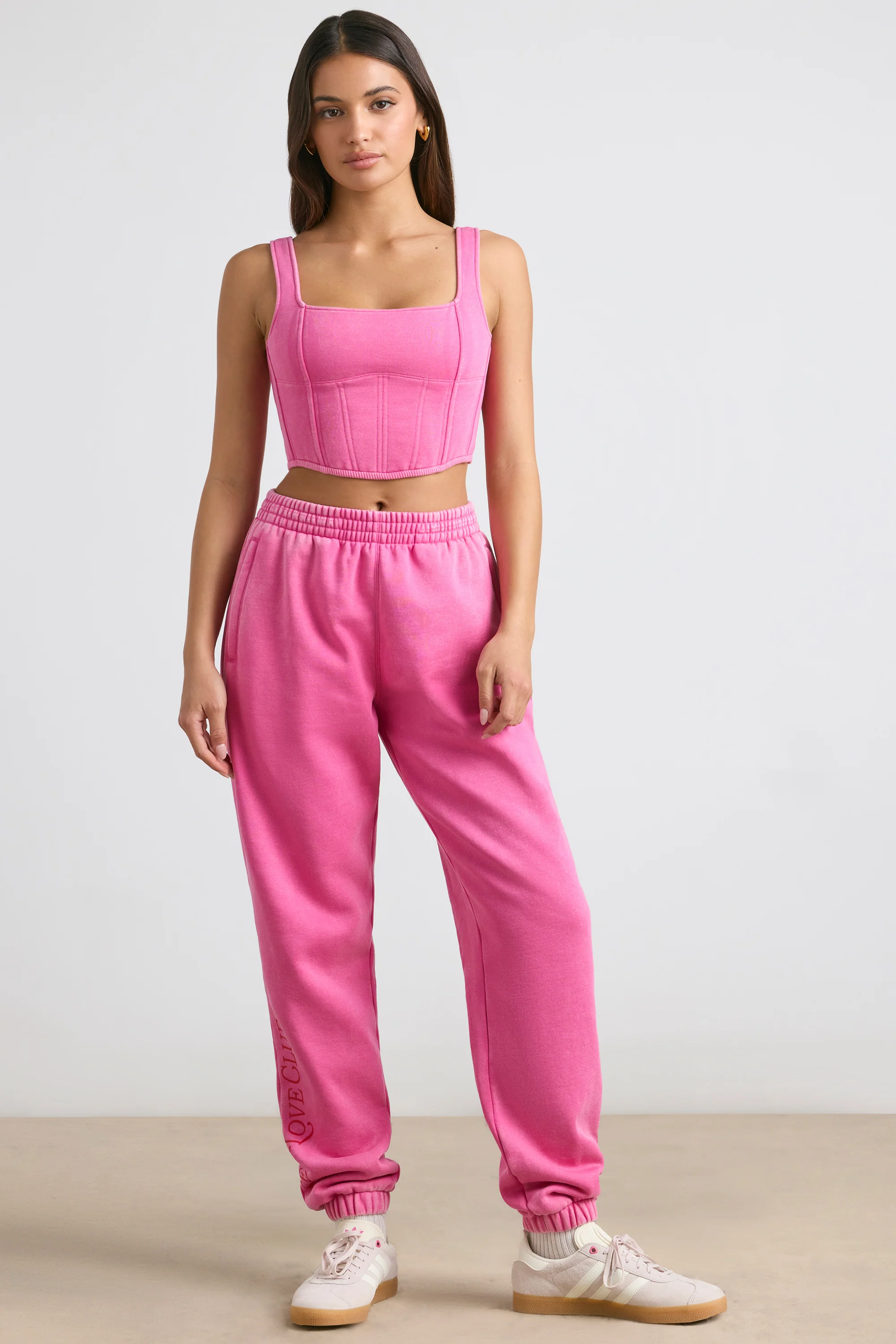Minimalist Brushed Jersey Oversized Joggers in Hot Pink Stylish