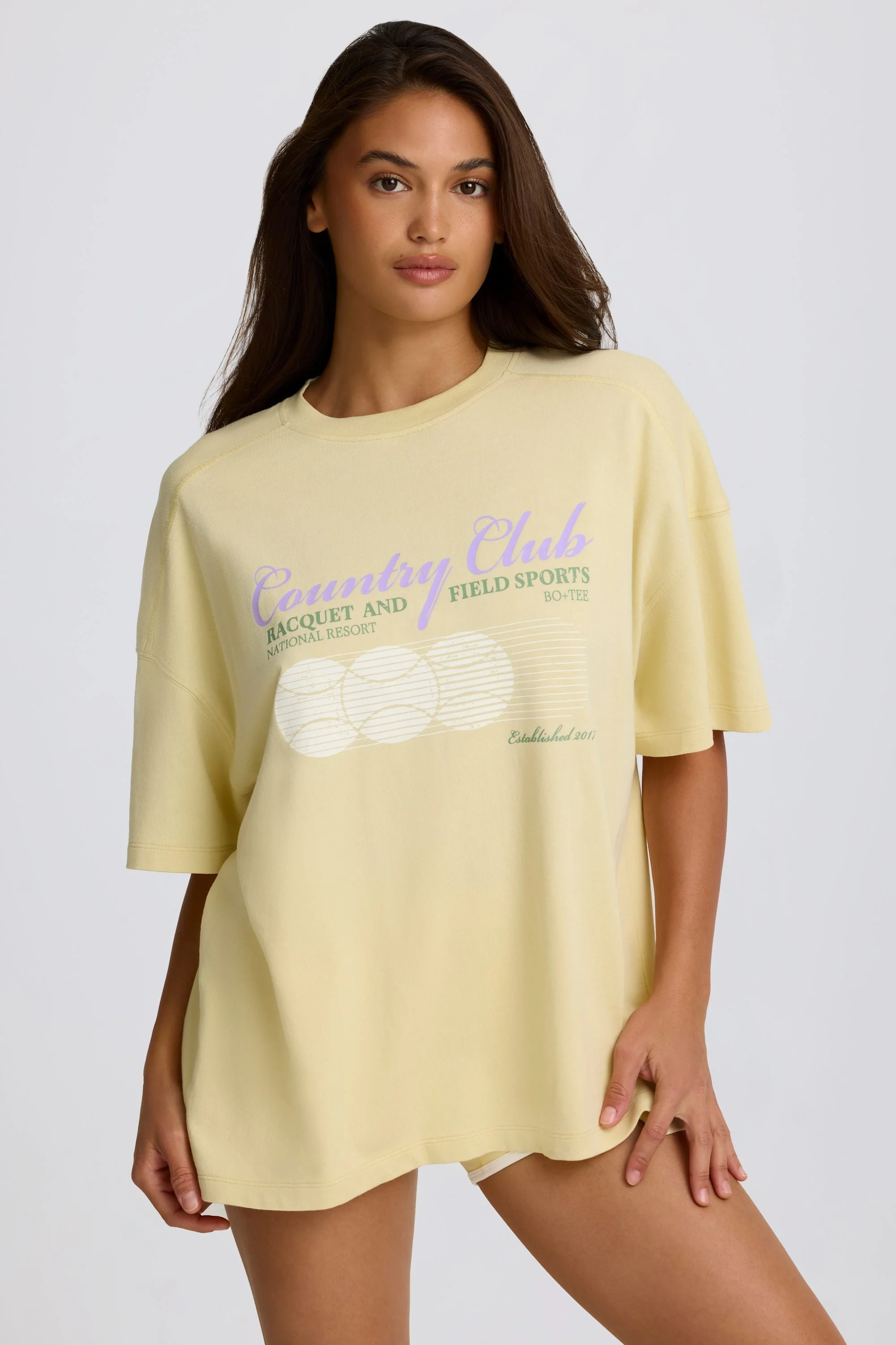 Smart Oversized Graphic T-Shirt in Lemon World-Class