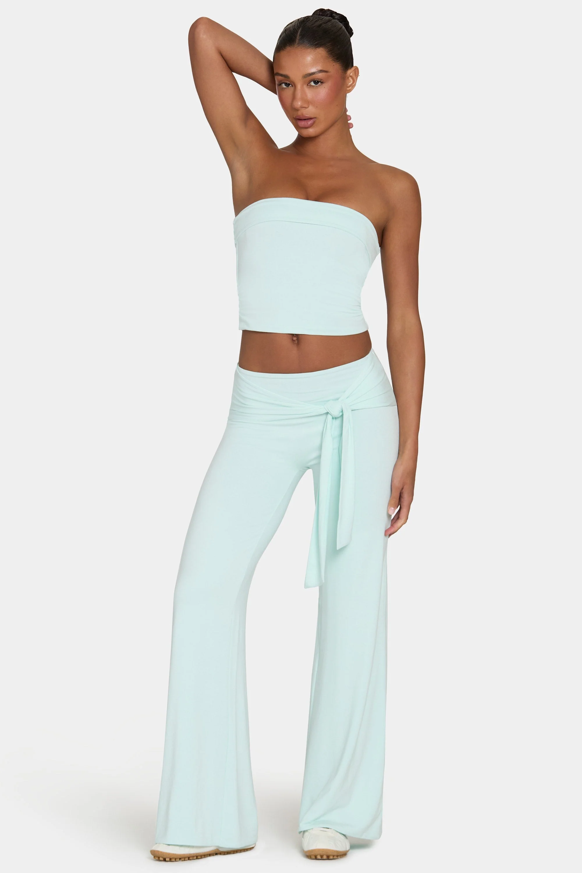 Consistent ButterCloud™ Tie-Waist Wide-Leg Trousers in Peppermint Classic