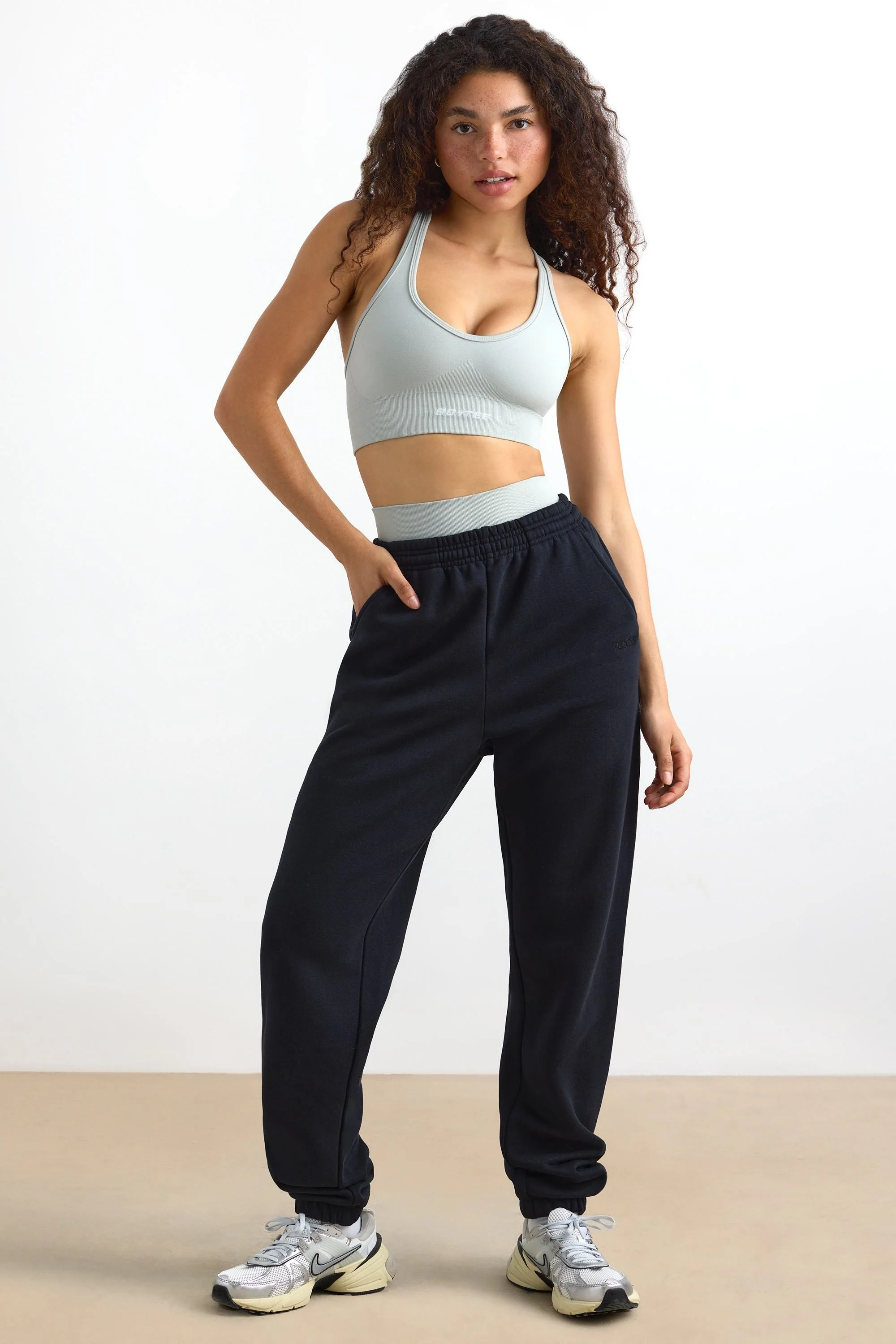 Breathable Cotton Fleece Mid-Rise Joggers in Black Original