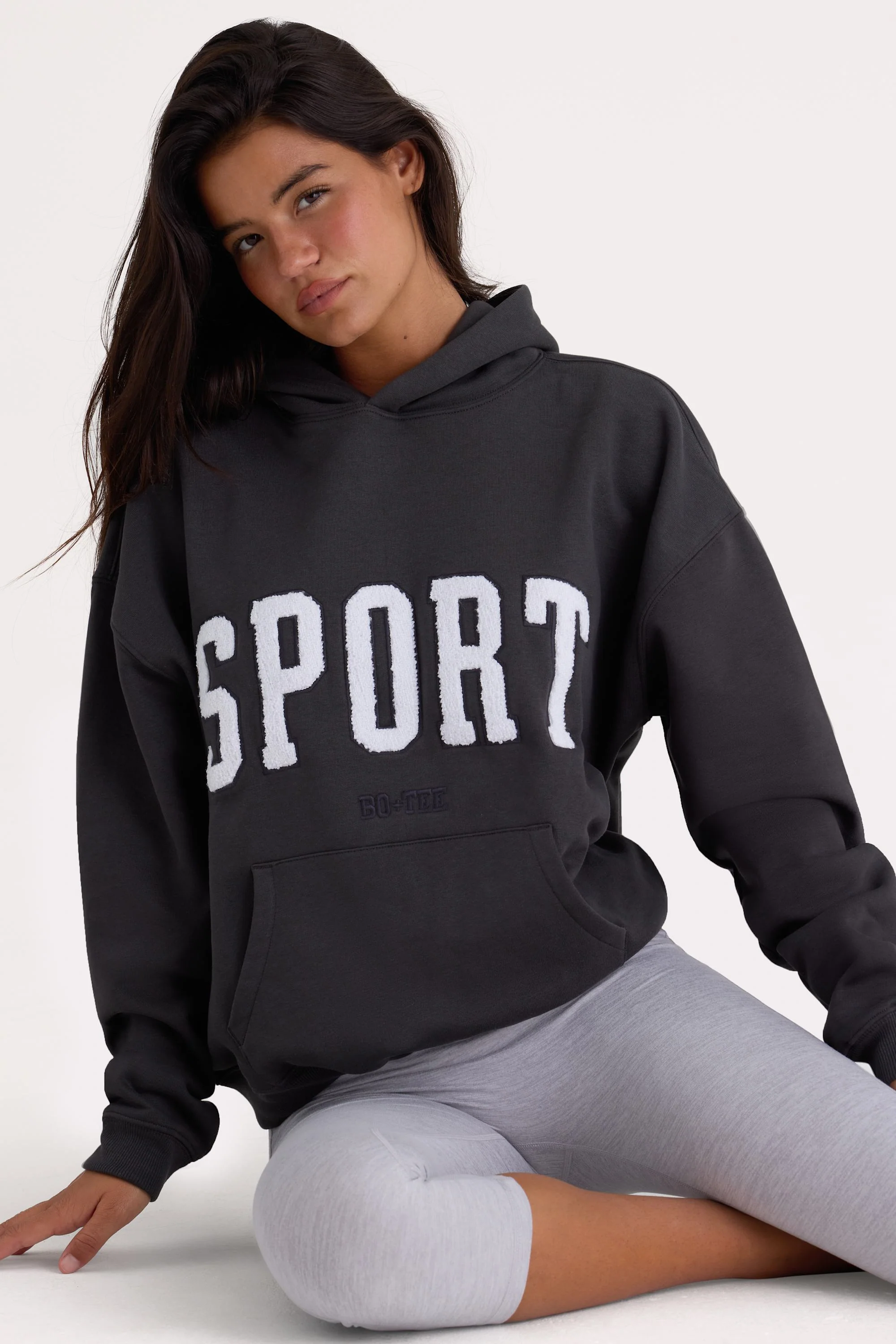 Outstanding Soft Cotton Fleece Oversized Hoodie in Black High-Quality