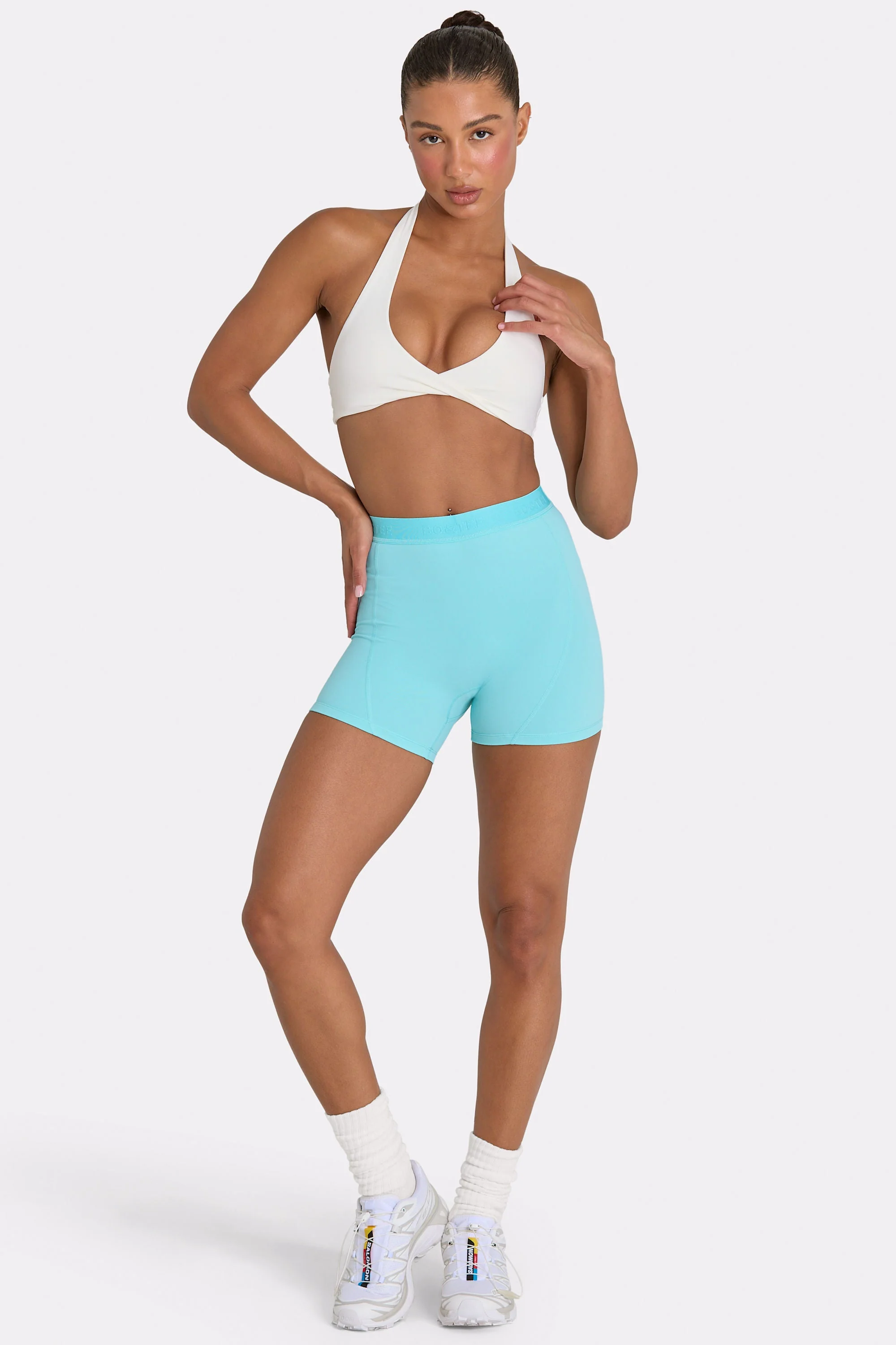 Casual Soft Active Mini Shorts in Aqua Practical