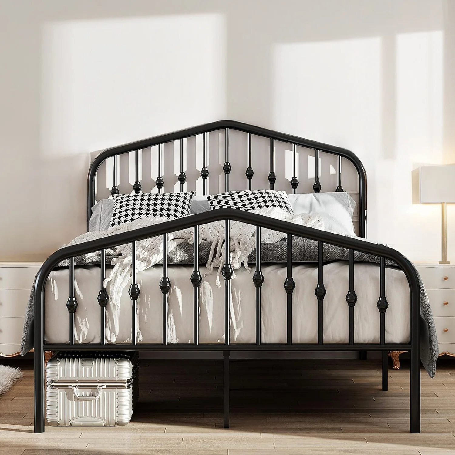 Easy-to-Use Vintage Metal Platform Bed Frame with Headboard and Footboard No Springs RequiredVintage Metal Platform Bed Frame with Headboard and Footboard No Springs Required Relaxed
