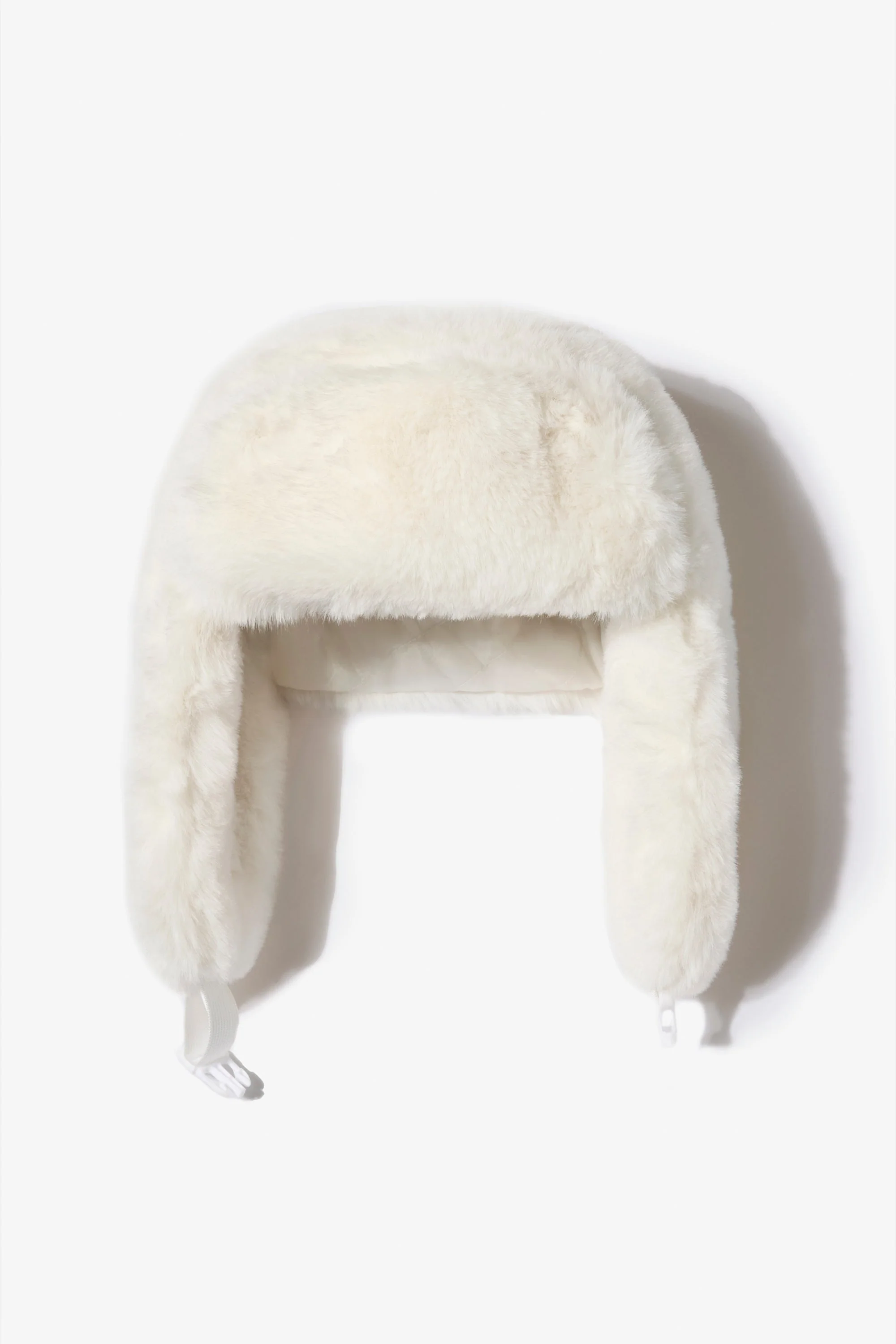 Flexible Faux-Fur Trapper Hat in Ice Natural