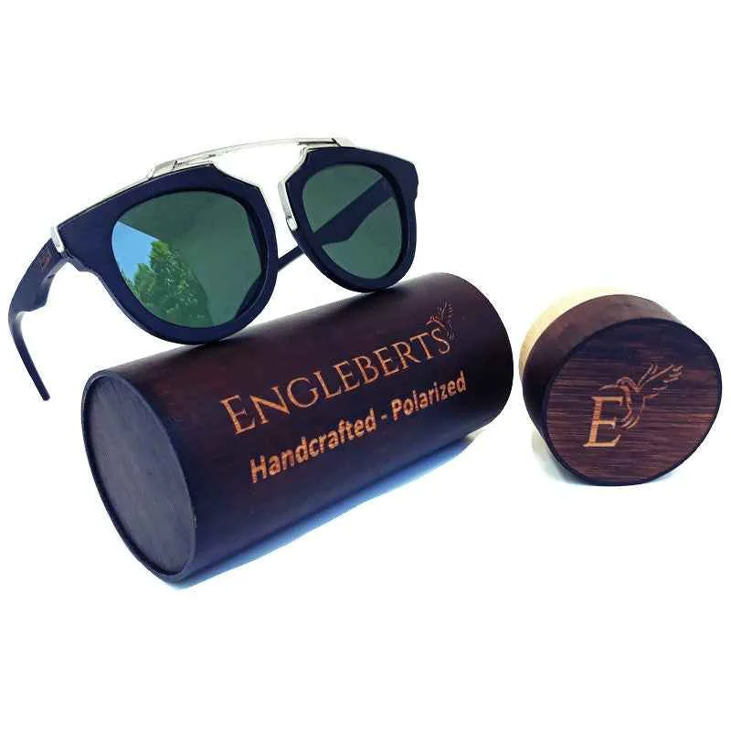 Convenient Engelberts Black Wood Sunglasses with Silver Trim Specialty