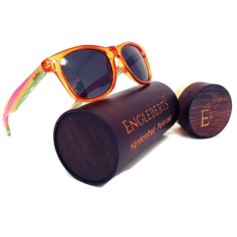 Solid Engleberts Juicy Fruit Multi-Colored Polarized Bamboo Sunglasses Top-Quality