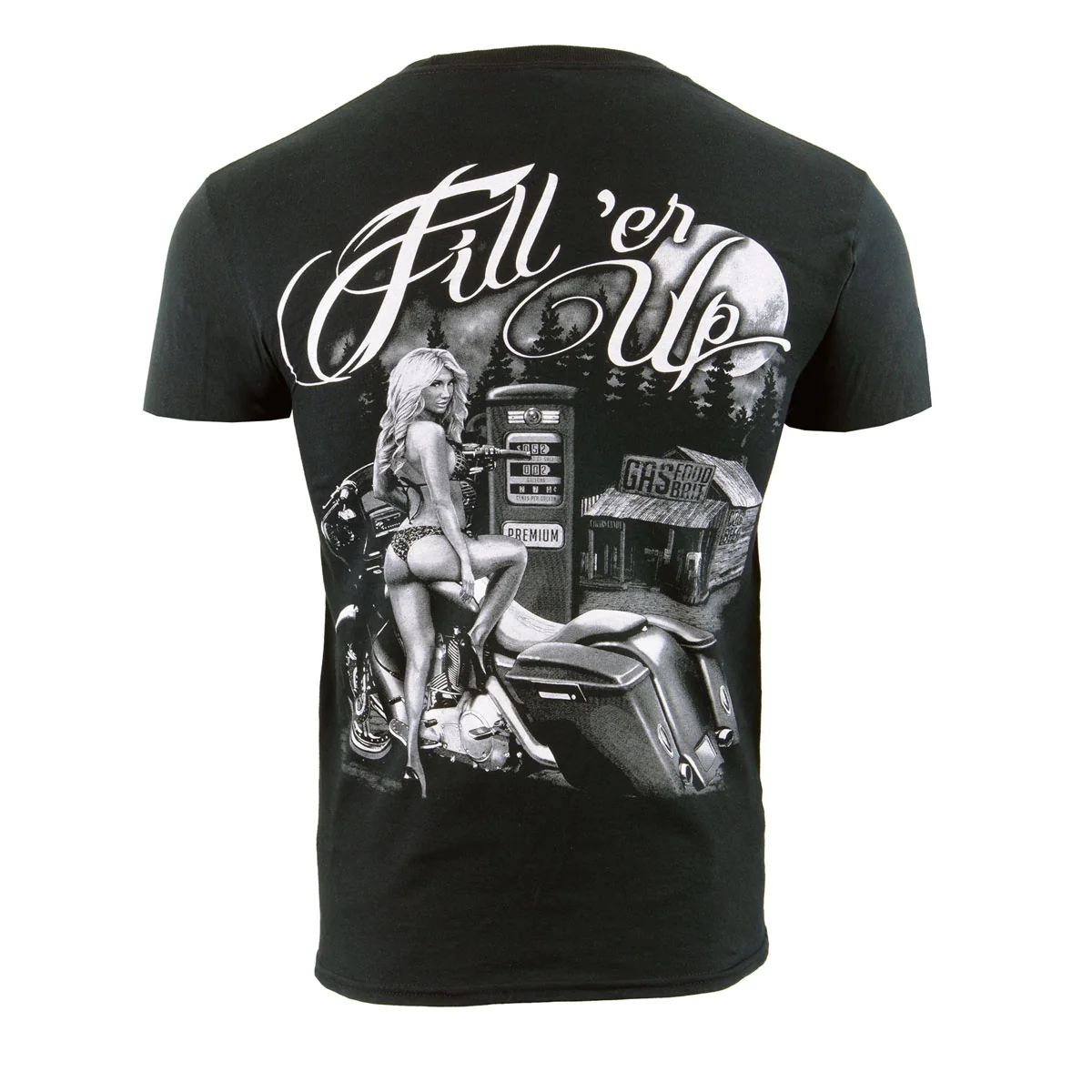 Eco-Friendly Milwaukee Leather BCC116014 Men’s Black ‘Filler Up’ Motorcycle Cotton Print T-Shirt Comfortable