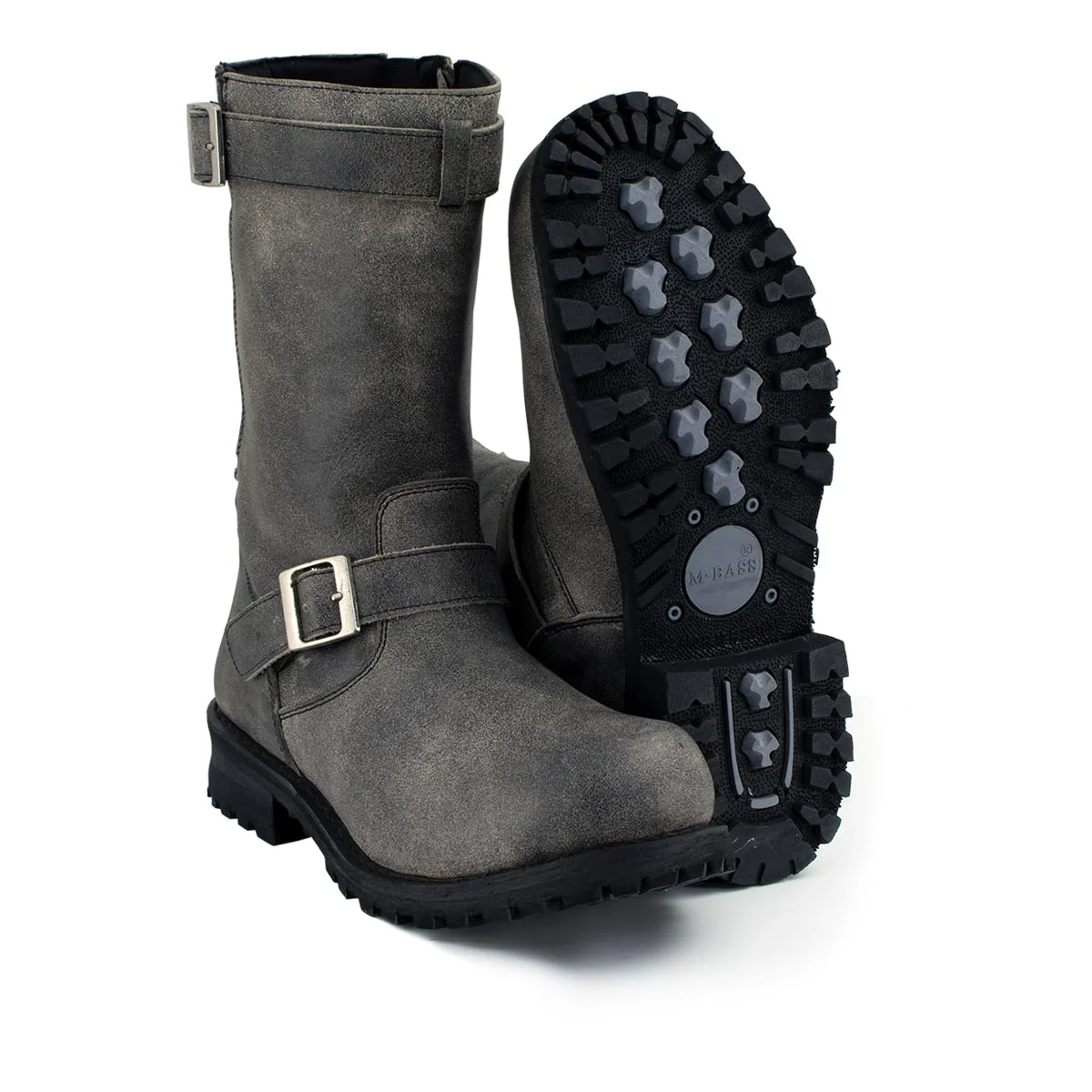 Effective M-Boss Apparel BOS49000 Men’s Classic 12-inch Distress Grey Harness Leather Motorcycle Boots Eco-Friendly