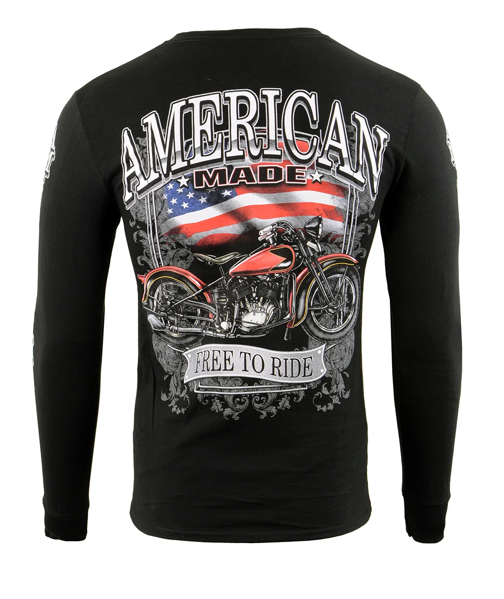 Reliable Biker Clothing Co. BCC117001 Men’s Black ‘American Made To Ride’ Long Sleeve T-Shirt Specialty