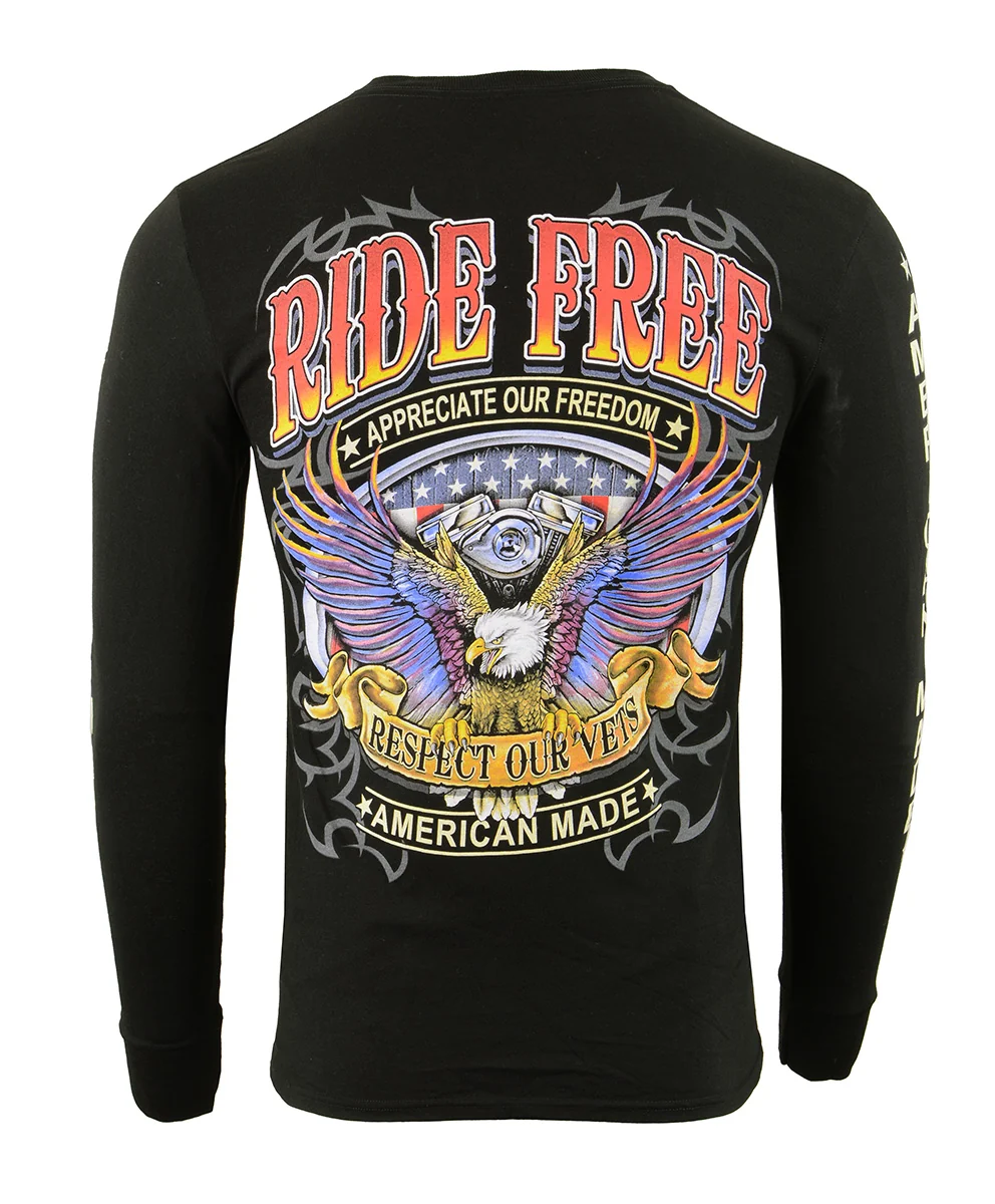 High-Quality Biker Clothing Co. BCC117005 Men’s Black ‘Ride American Made’ Long Sleeve T-Shirt Modern