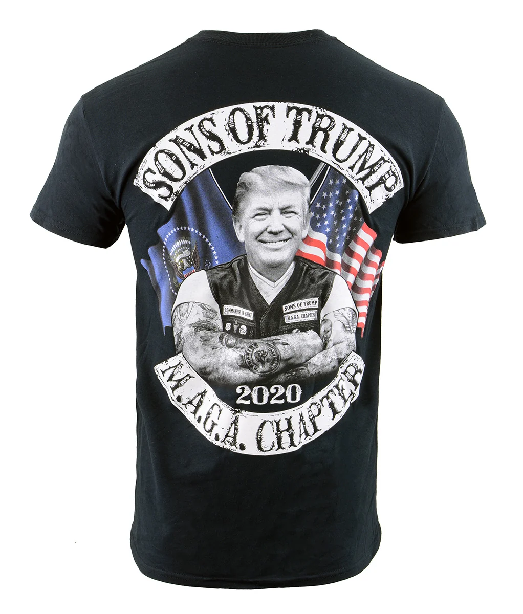 Lightweight Biker Clothing Co. BCC116007 Men’s Black ‘Sons of Trump’ Motorcycle Cotton T-Shirt Minimalist