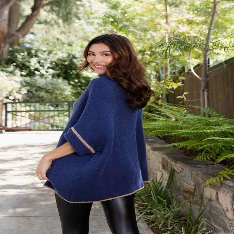 Traditional Cozy Turtleneck Poncho Exceptional
