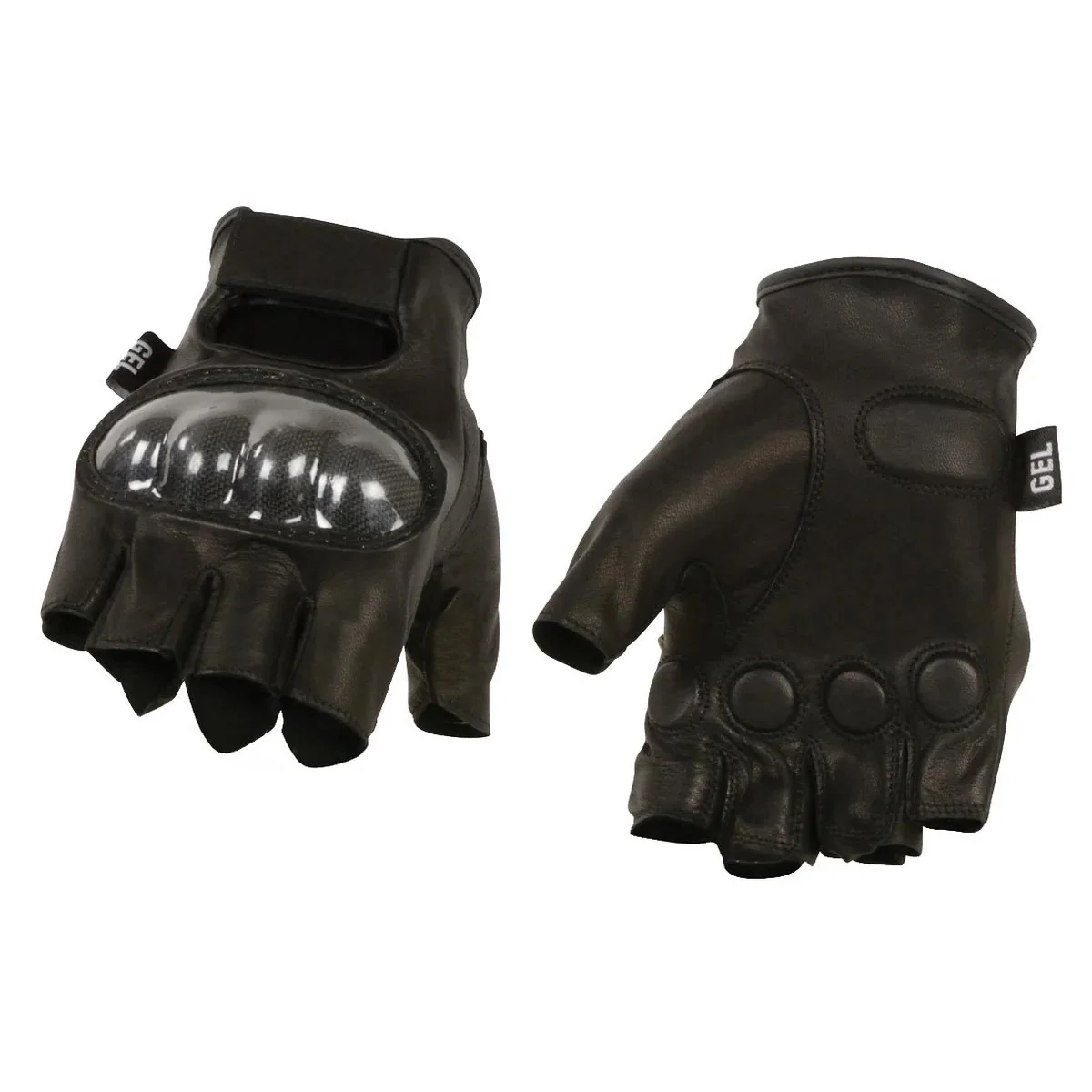 Superior M Boss Motorcycle Apparel BOS37561 Men’s Black Leather Fingerless Gloves with Hard Knuckles Original Design