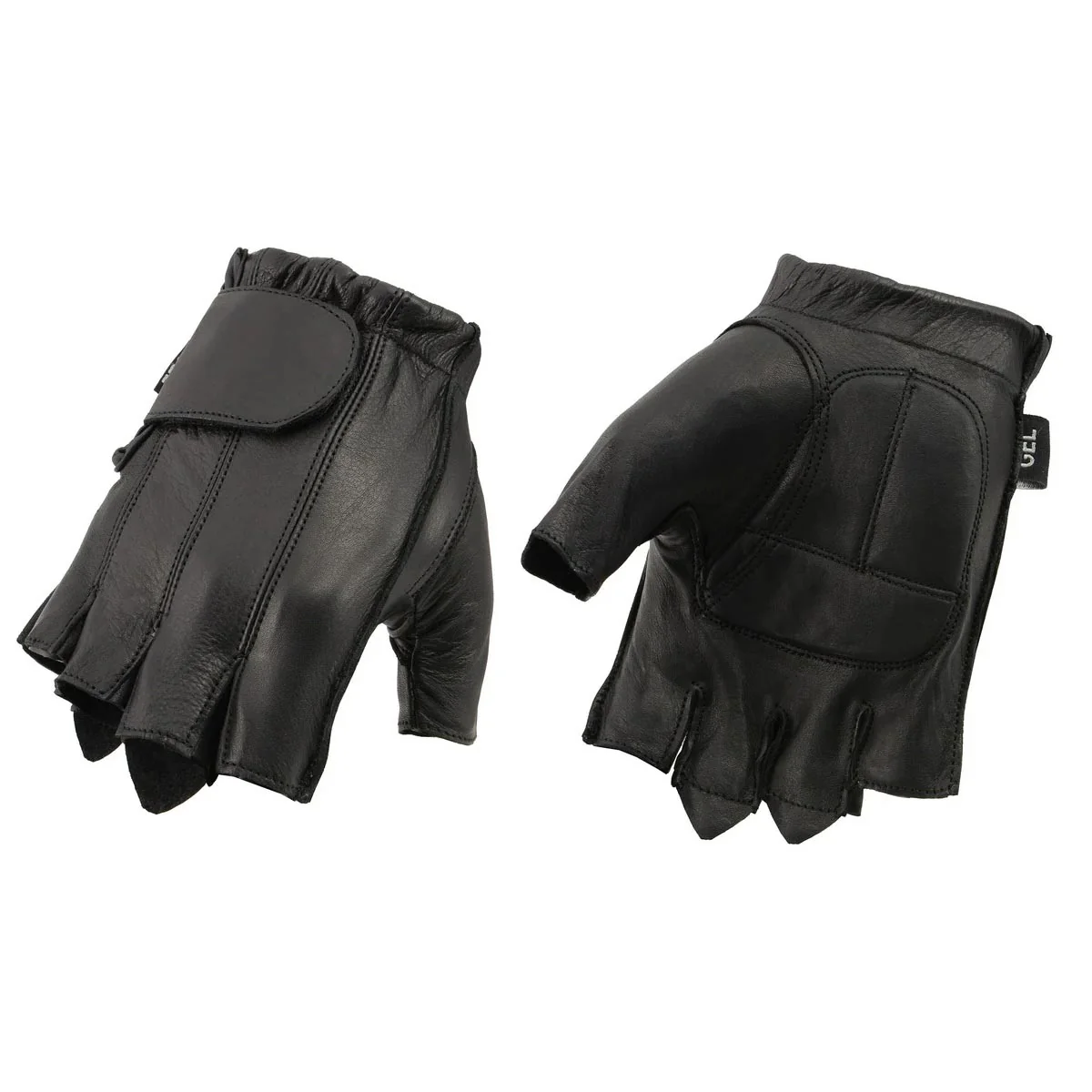 Enhanced M Boss Motorcycle Apparel BOS37565 Men’s Black Gel Palm Full Panel Leather Fingerless Gloves Next-Generation