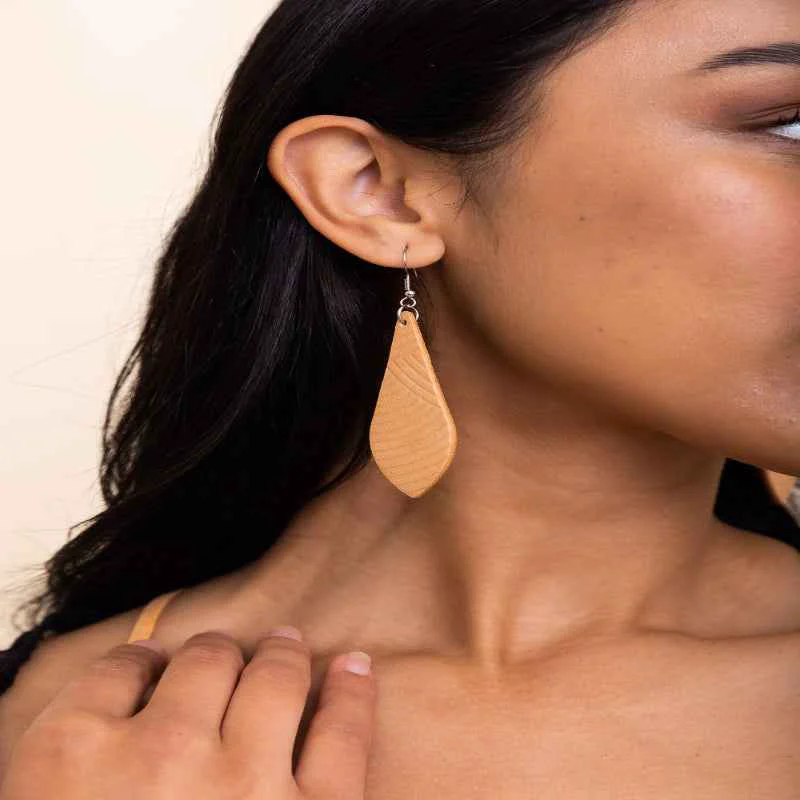 Sophisticated Teardrop Leather Earrings Trusted