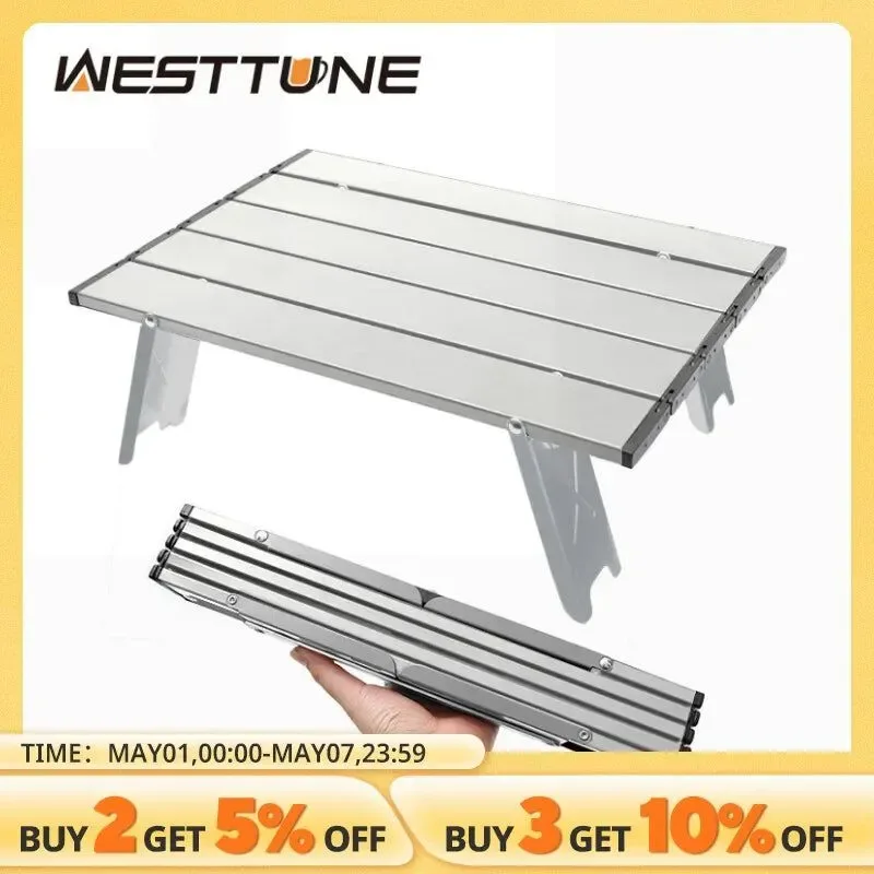 Outstanding West Tune Mini Ultralight Aluminum Alloy Roll-Up Camping Table – 10kg Load Oxford Carry Bag 4 Colors Smart