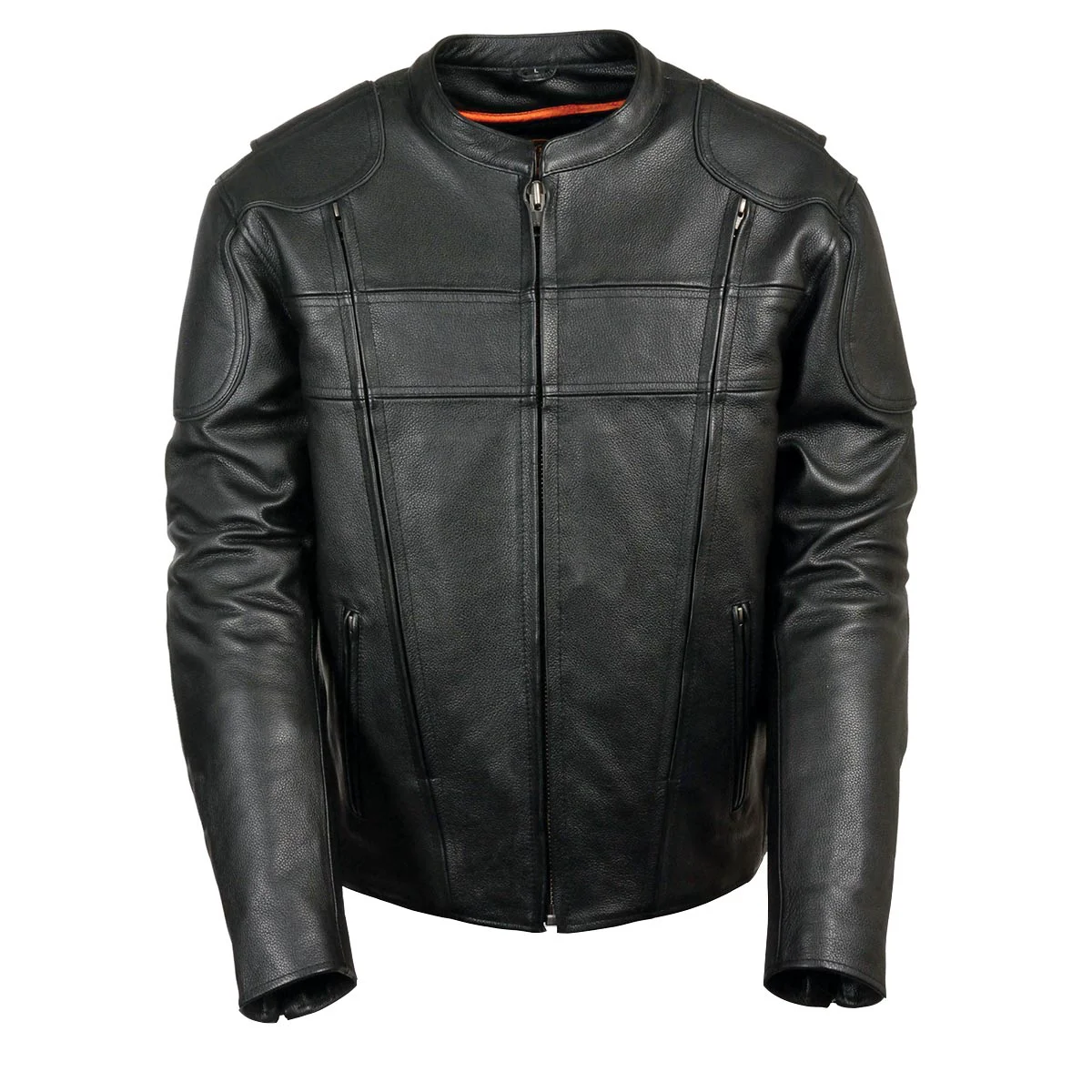 High-Grade Milwaukee Leather LKM1705 Men’s Black Side Stretch Vented Black Leather Scooter Jacket Practical