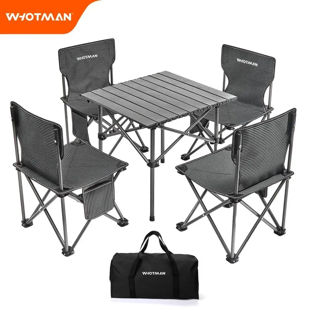 Traditional Portable Camping Table with Four Folding Chairs Set – Outdoor Garden Picnic Table Chair Set Waterproof Ultra-Light Folding Desk NEW ARRIVALFor your information Functional