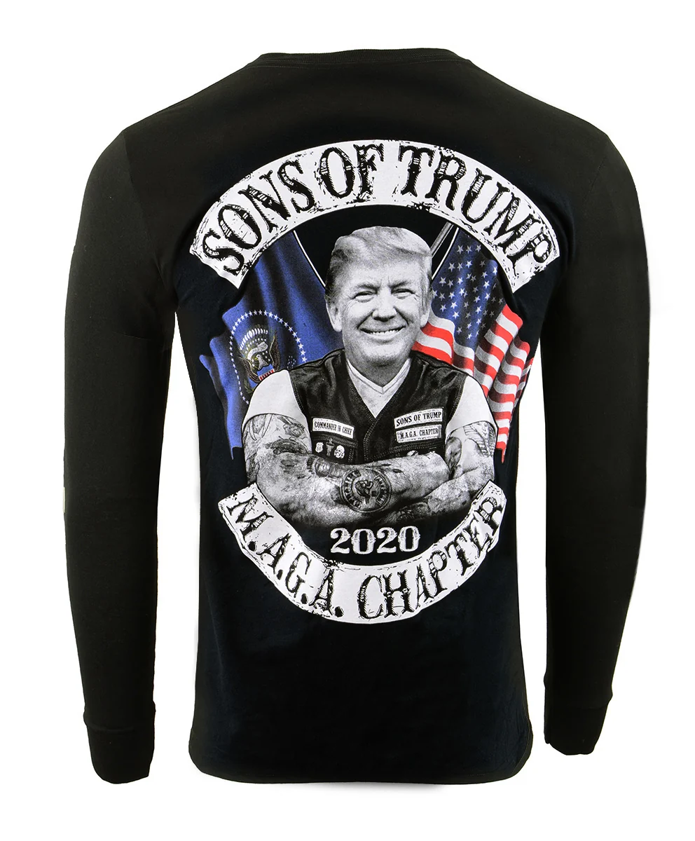 Practical Biker Clothing Co. BCC117007 Men’s Black ‘Sons of Trump’ Motorcycle Long Sleeve T-Shirt Soft