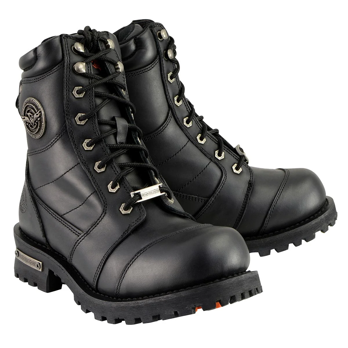 Outstanding Milwaukee Leather Men’s Classic Black Leather 8-inch Lace-Up Logger Motorcycle Rider Boots MBM9030 Pure