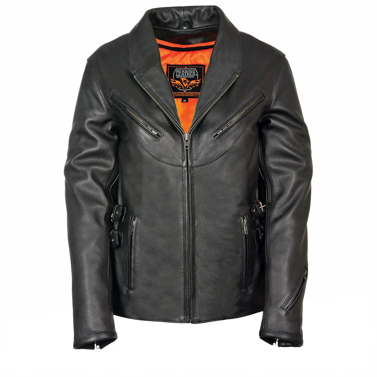 High-Grade Milwaukee Leather MLL2510 Ladies Black Leather Vented Jacket With Side Buckles Practical